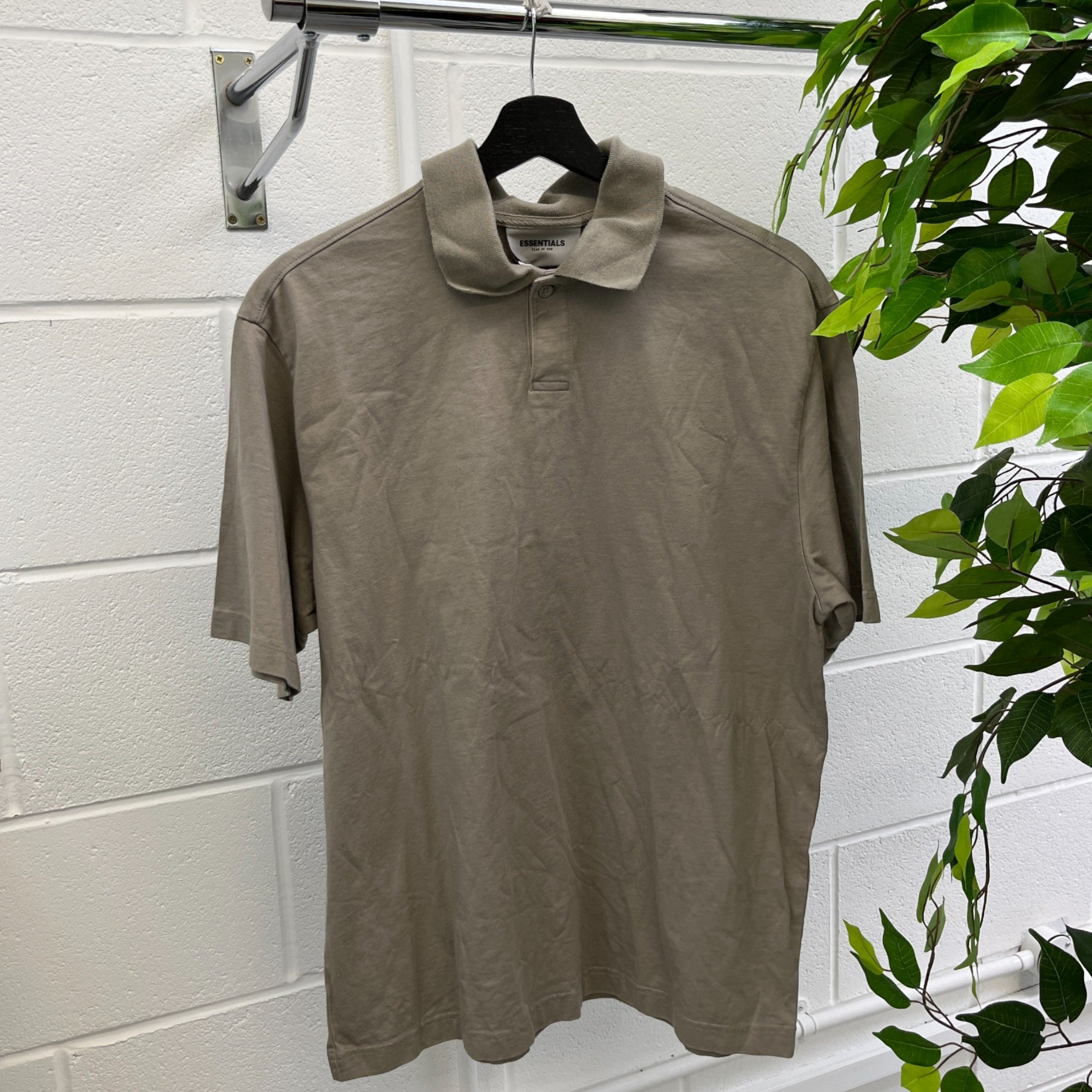 Men's Fear Of God Logo Polo Shirt Khaki Size XS