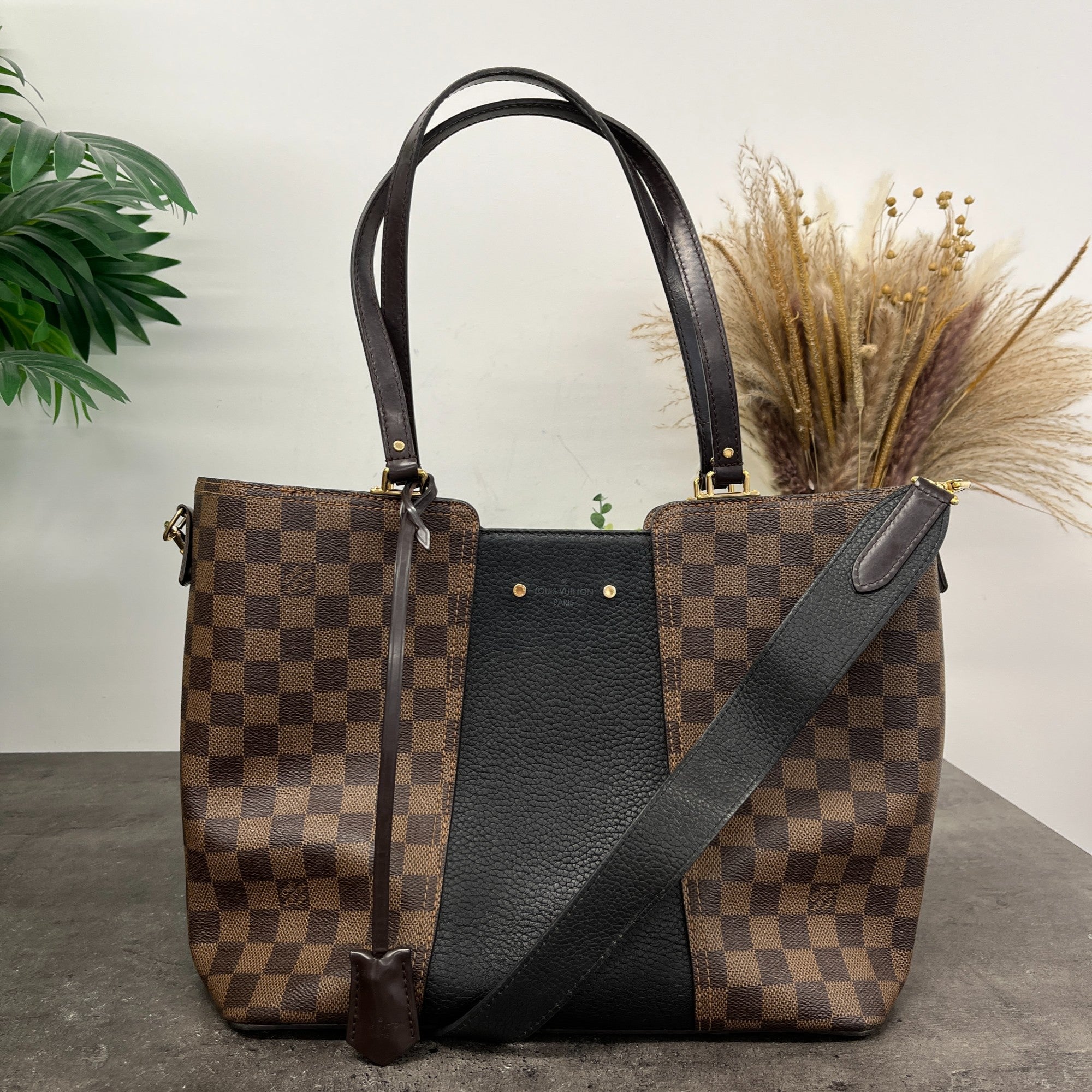 Women's Damier Ebene Jersey Tote Handbag Brown