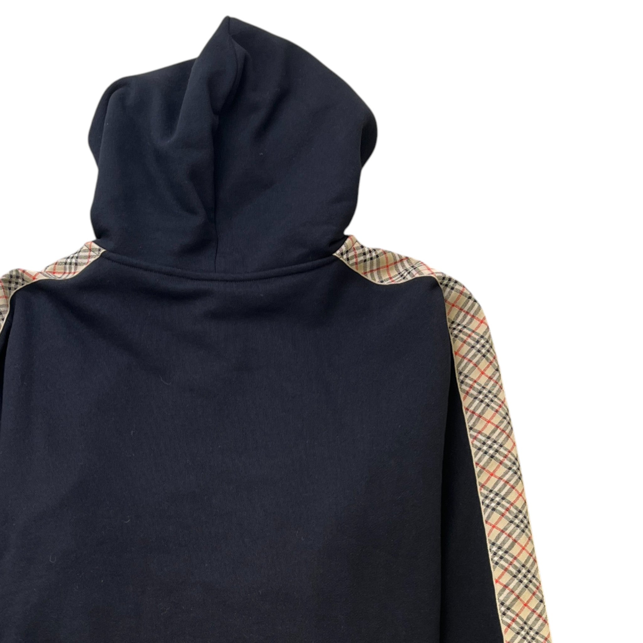 Men's Check Trim Zip Hoodie Black Size XXL