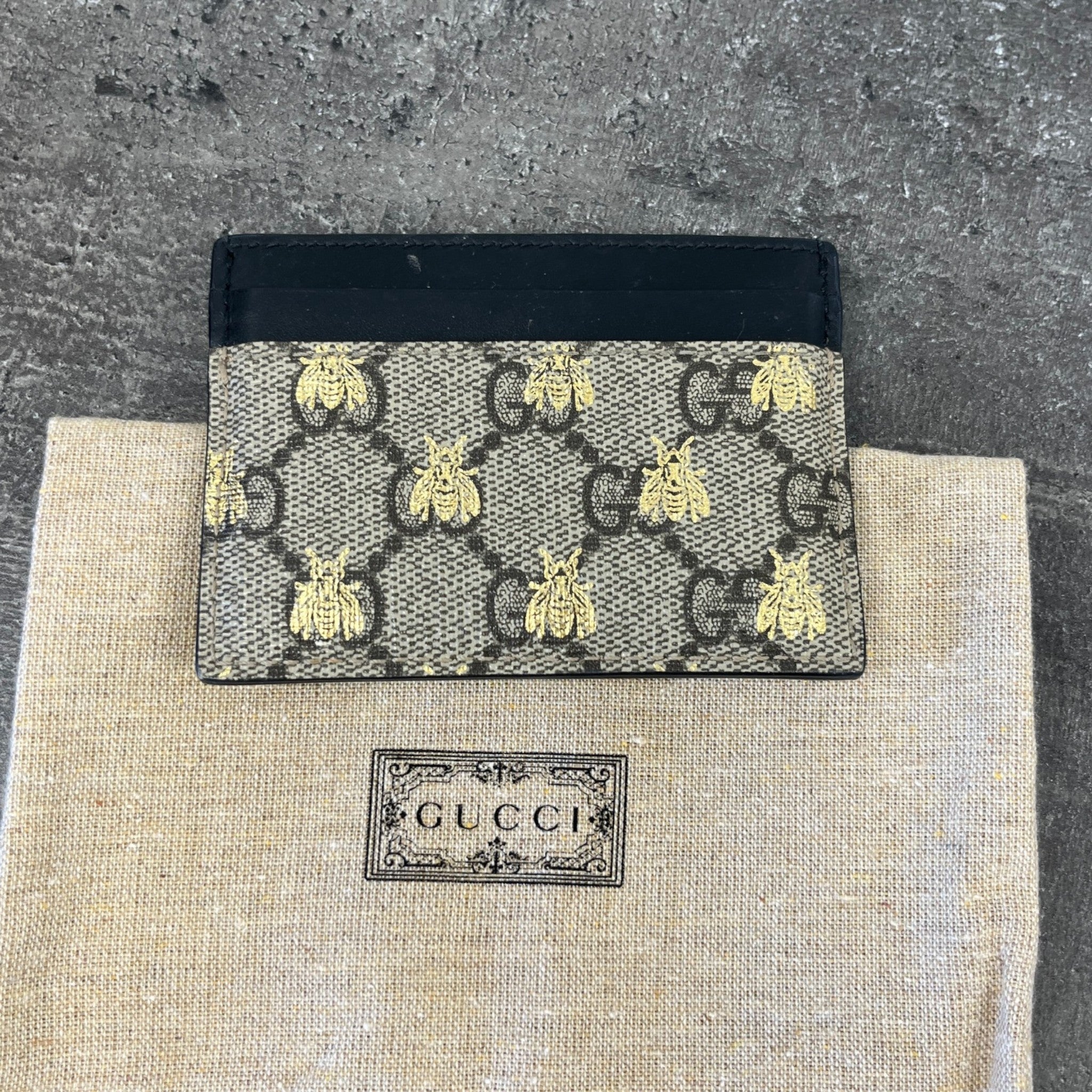Men's Gg Supreme Bee Card Holder Black