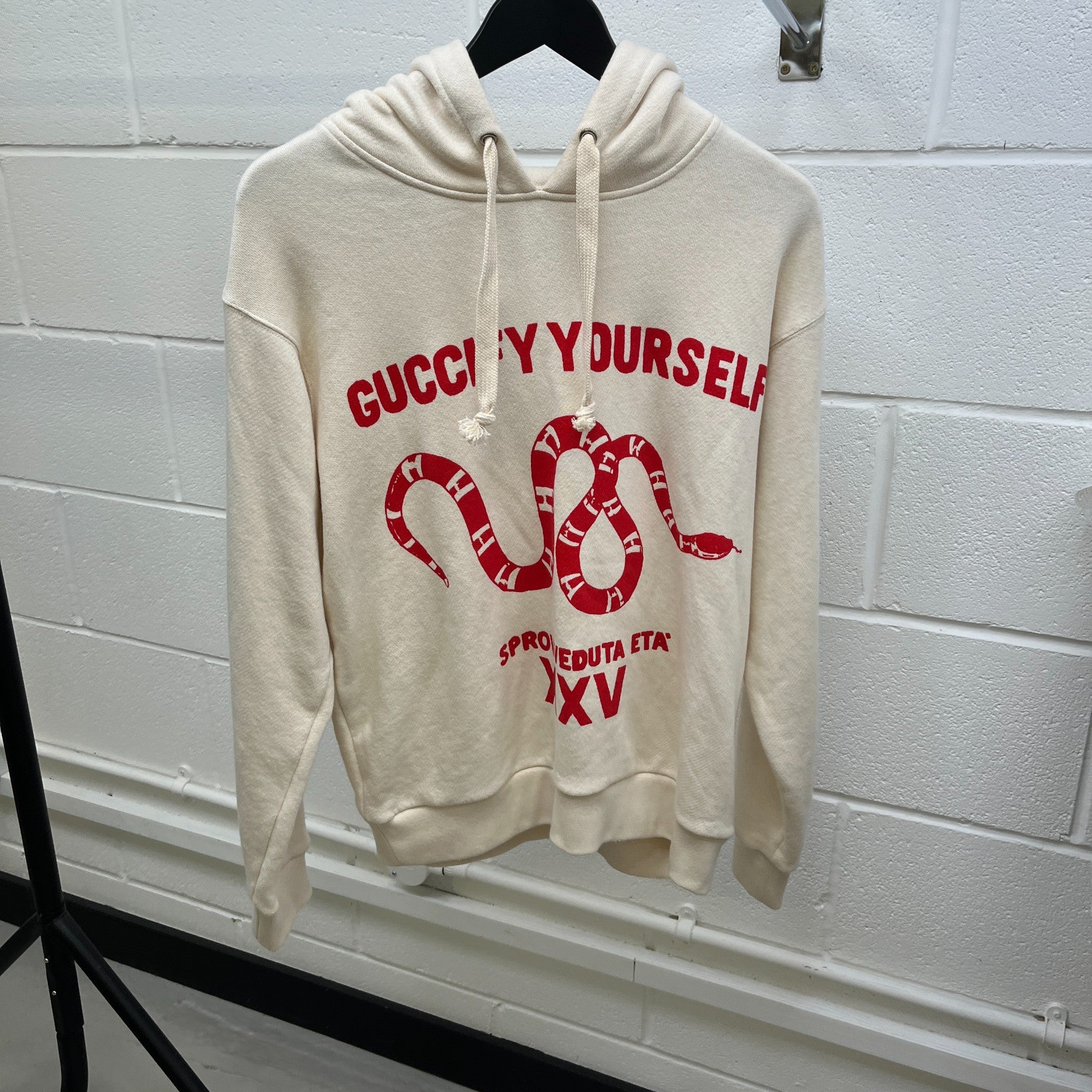 Men's Guccify Distressed Hoodie Cream Size XS