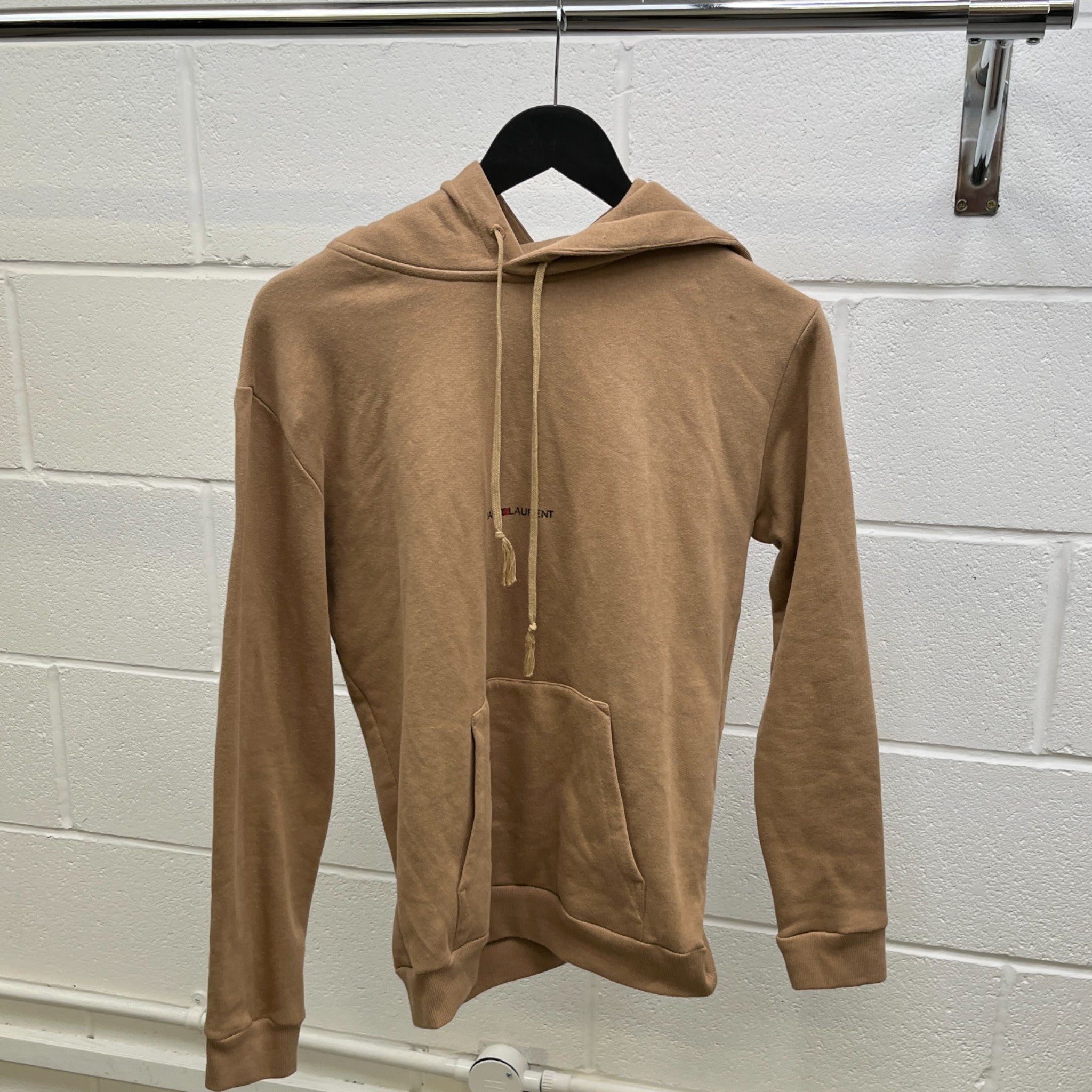 Men's Logo Print Hoodie Brown Size XS