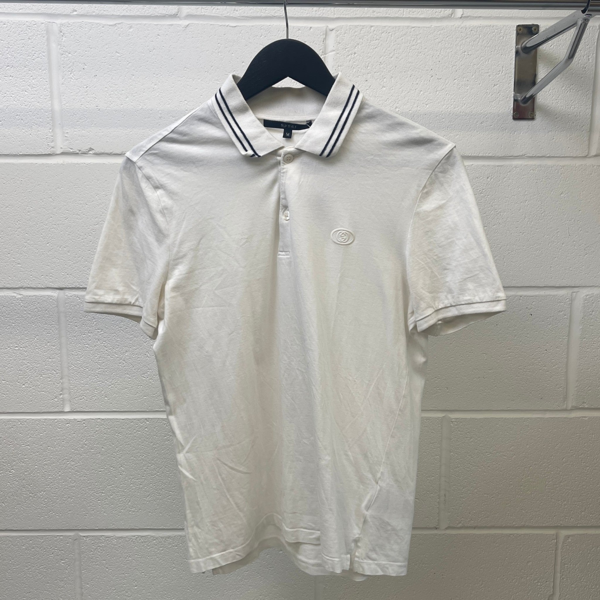 Men's Gg Marmont Logo Polo Shirt White Size M