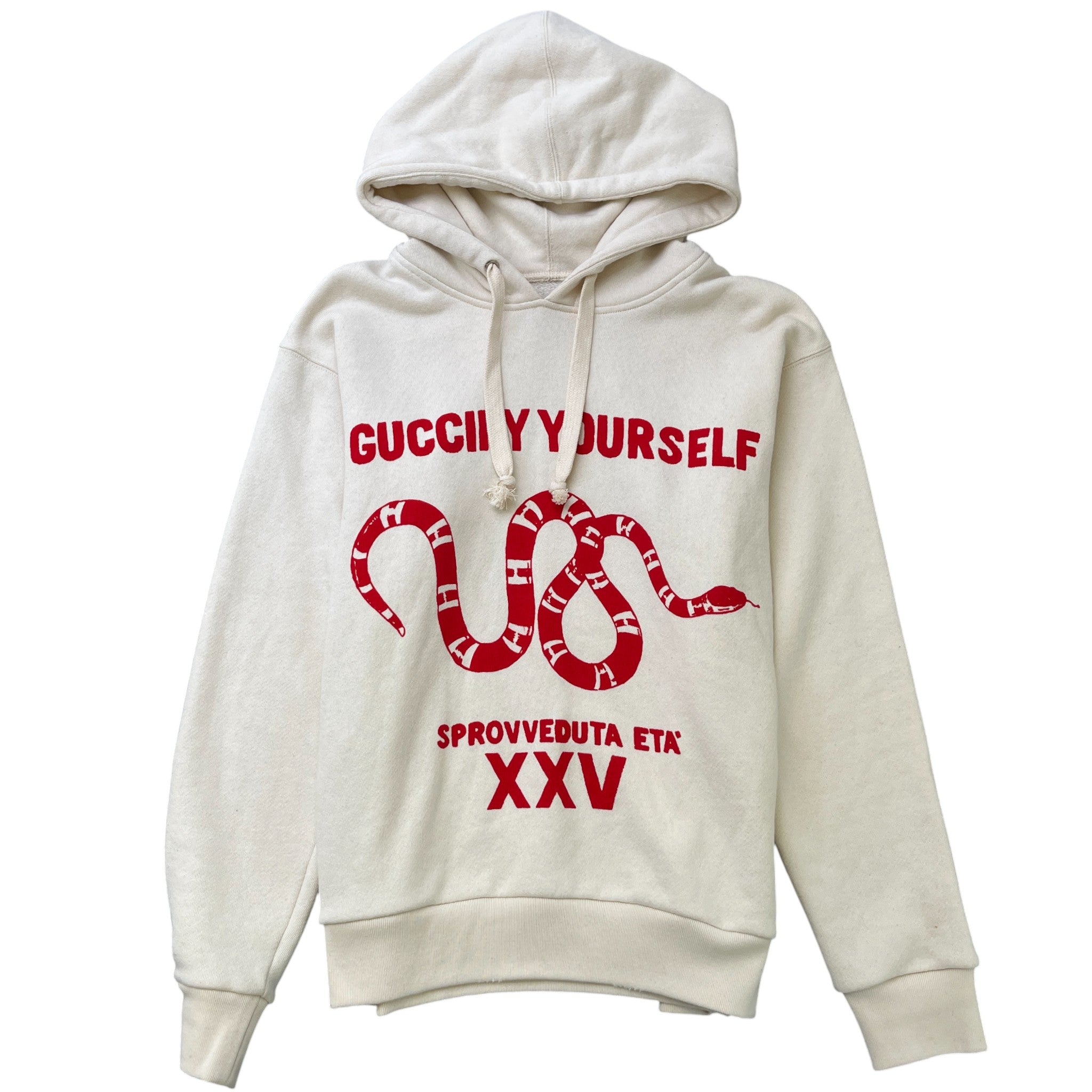 Men's Guccify Distressed Hoodie Cream Size XS