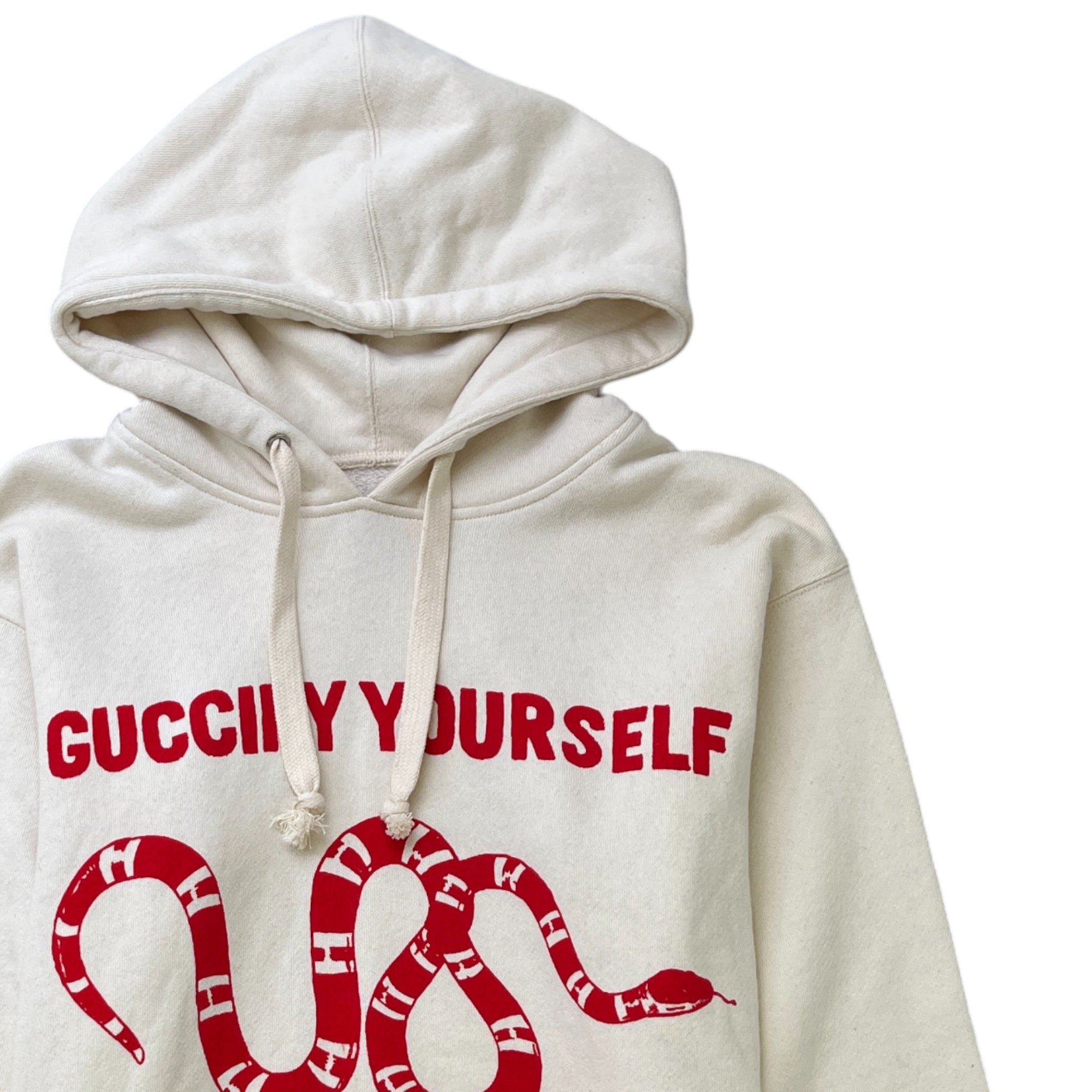Men's Guccify Distressed Hoodie Cream Size XS