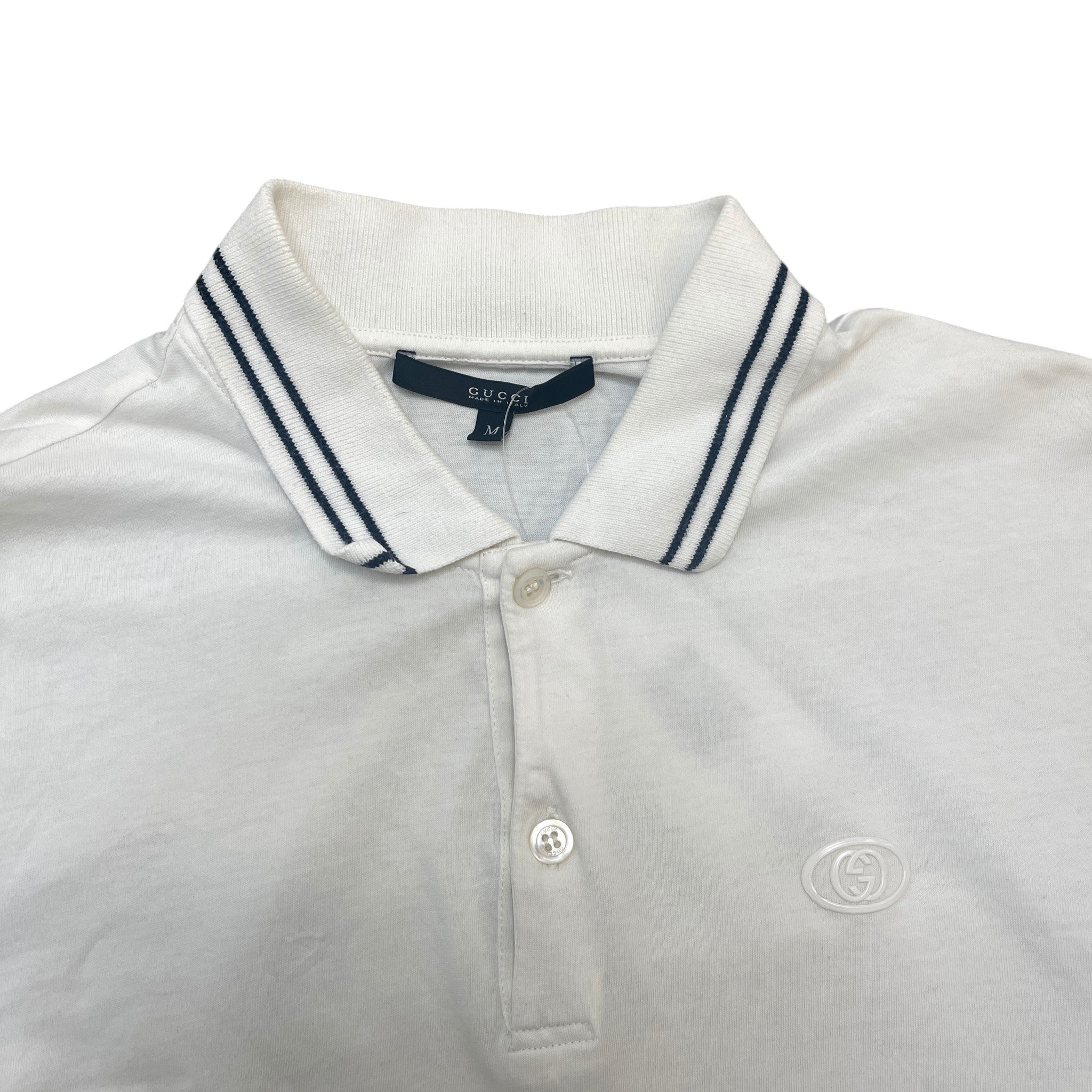 Men's Gg Marmont Logo Polo Shirt White Size M