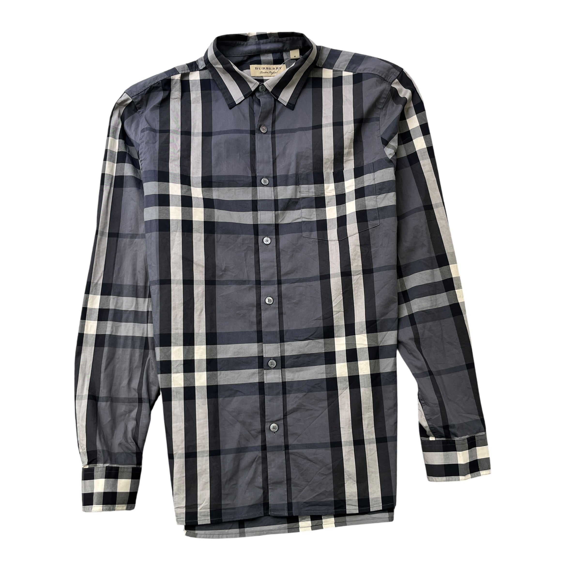 Men's Nova Check Long Sleeve Shirt Grey Size M