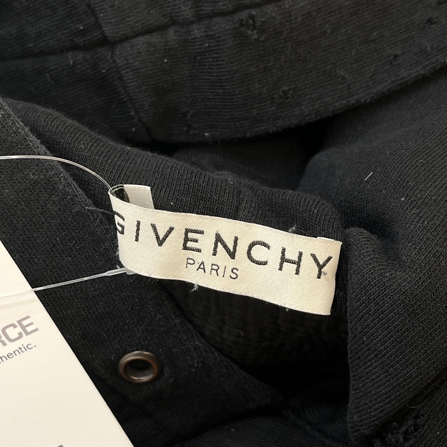 Men's Distressed Logo Hoodie Black Size M
