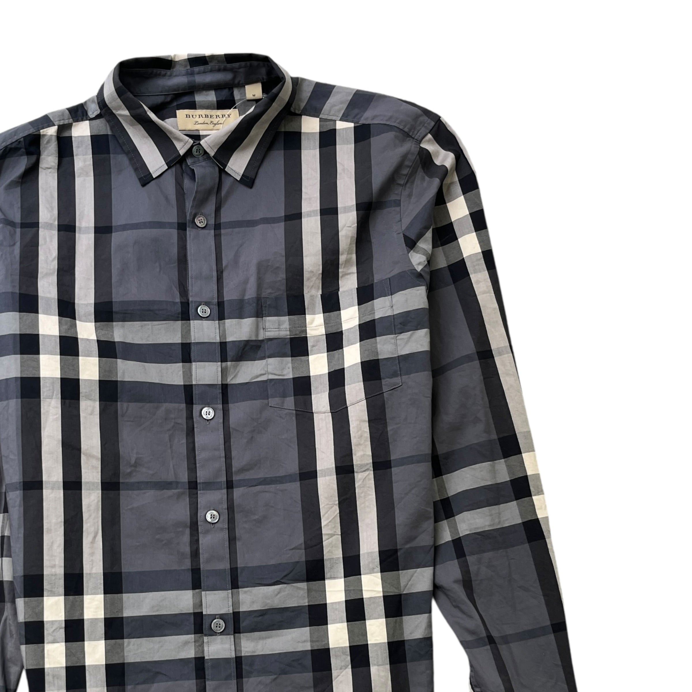 Men's Nova Check Long Sleeve Shirt Grey Size M