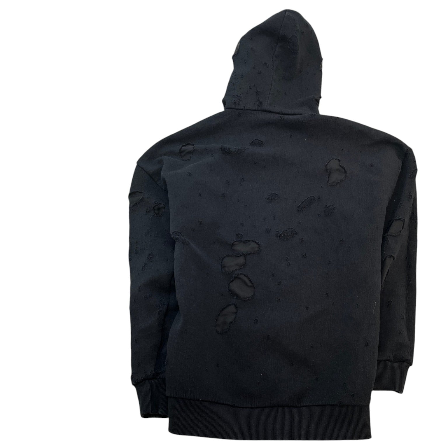 Men's Distressed Logo Hoodie Black Size M