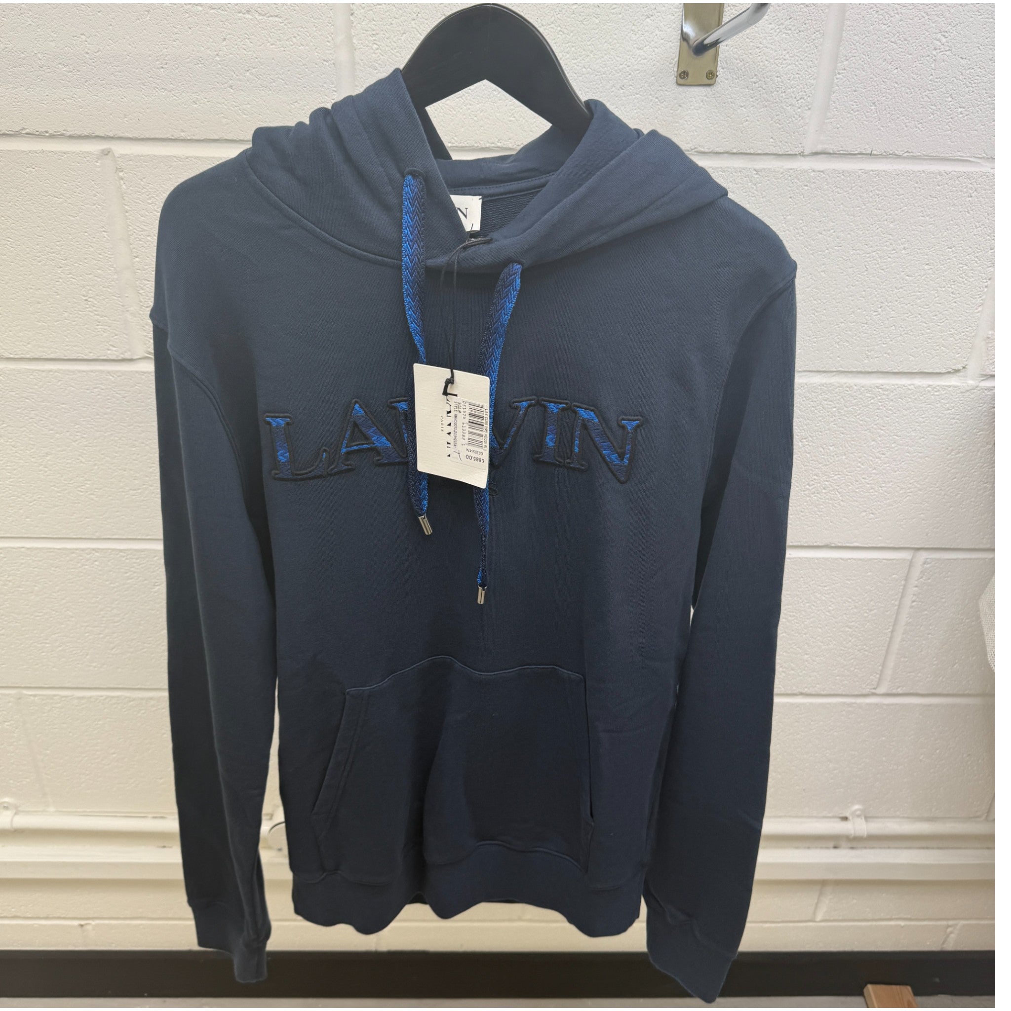 Men's Embroidered Logo Hoodie Navy Size M