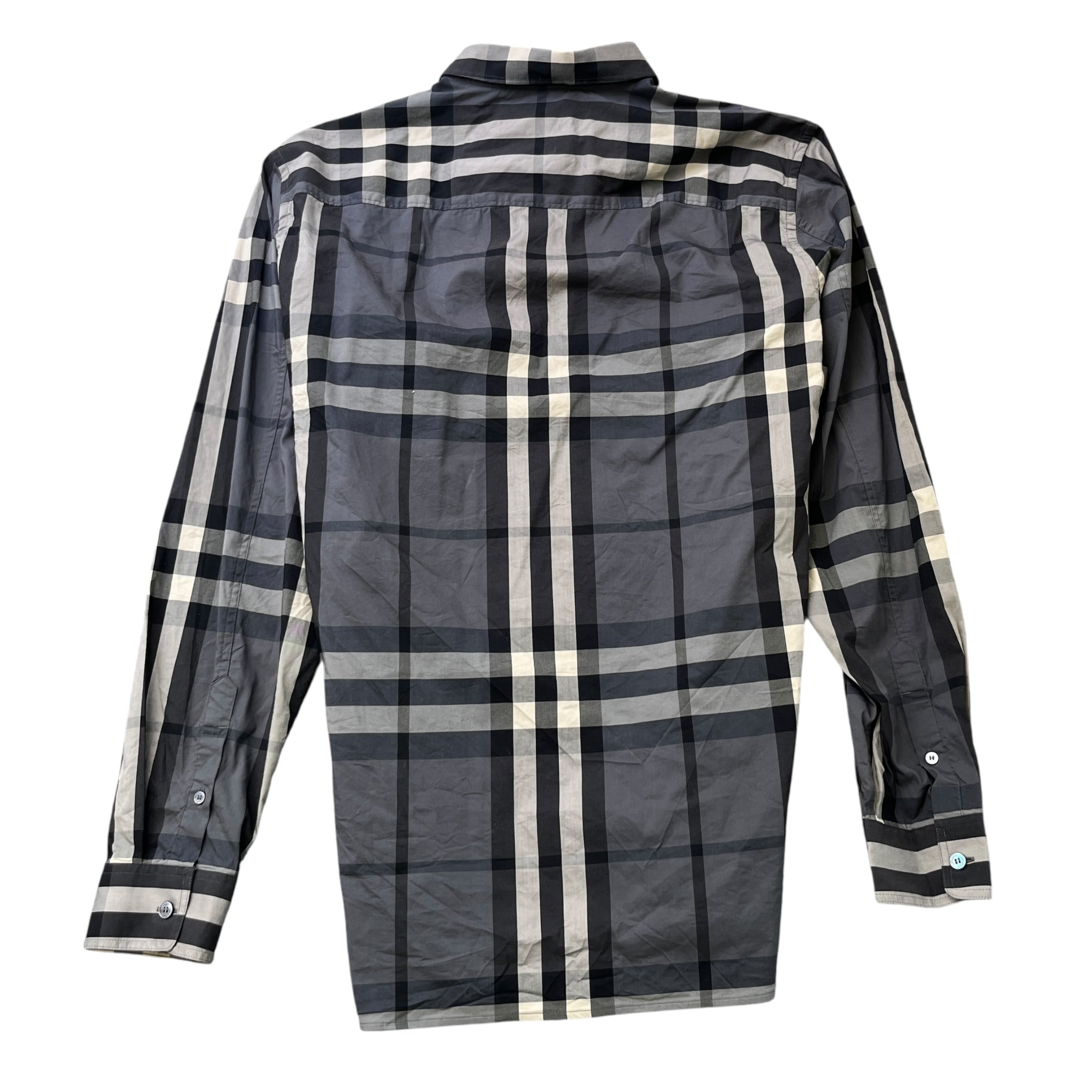Men's Nova Check Long Sleeve Shirt Grey Size M