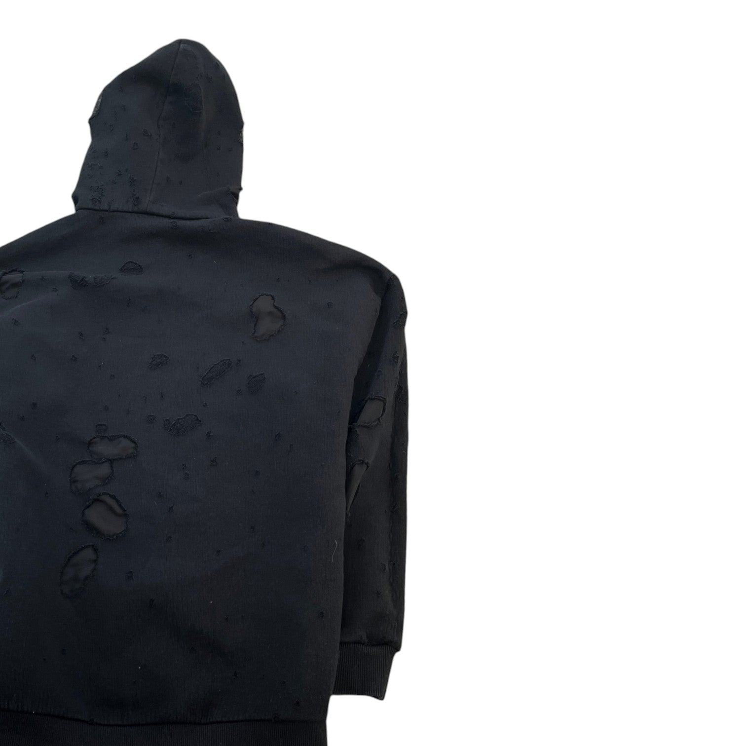 Men's Distressed Logo Hoodie Black Size M