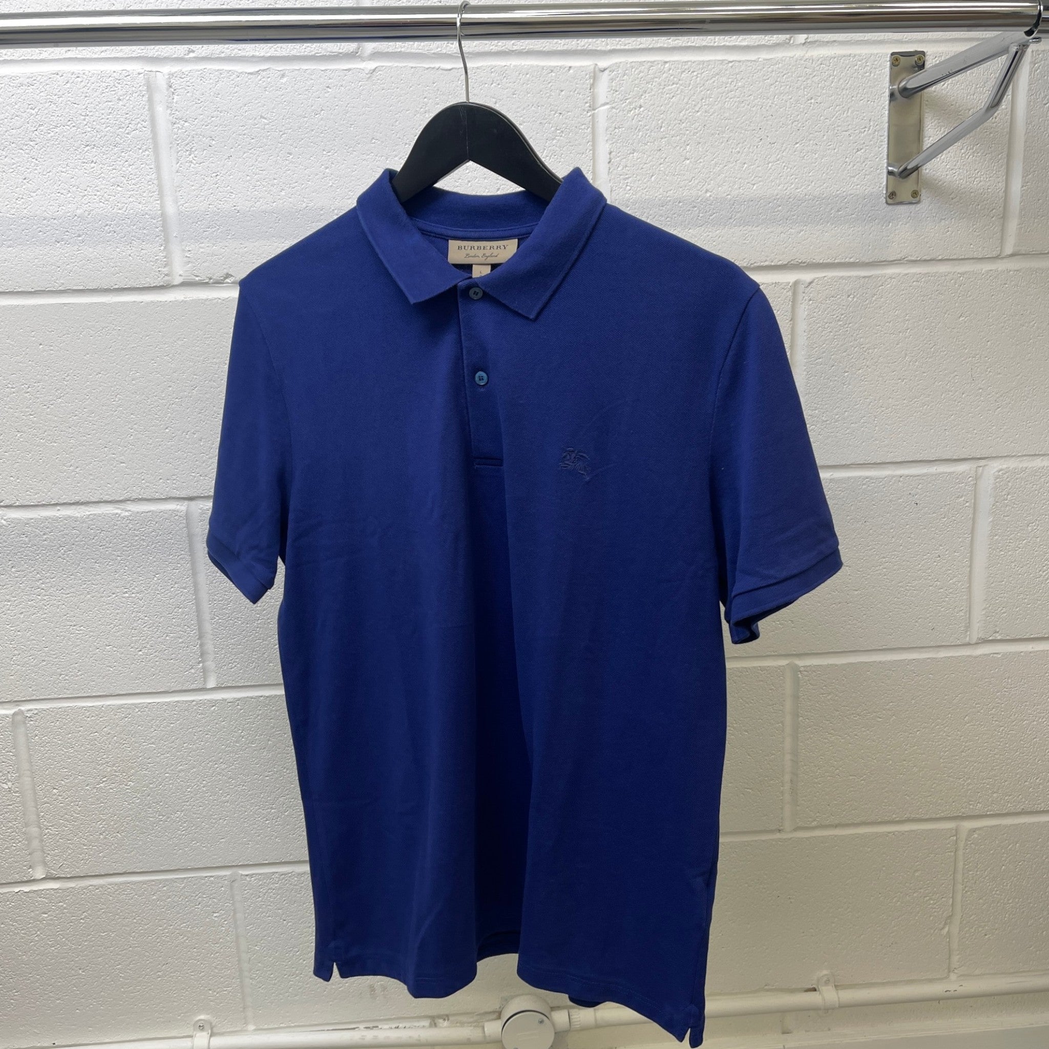 Men's Embroidered Logo Polo Shirt Blue Size L