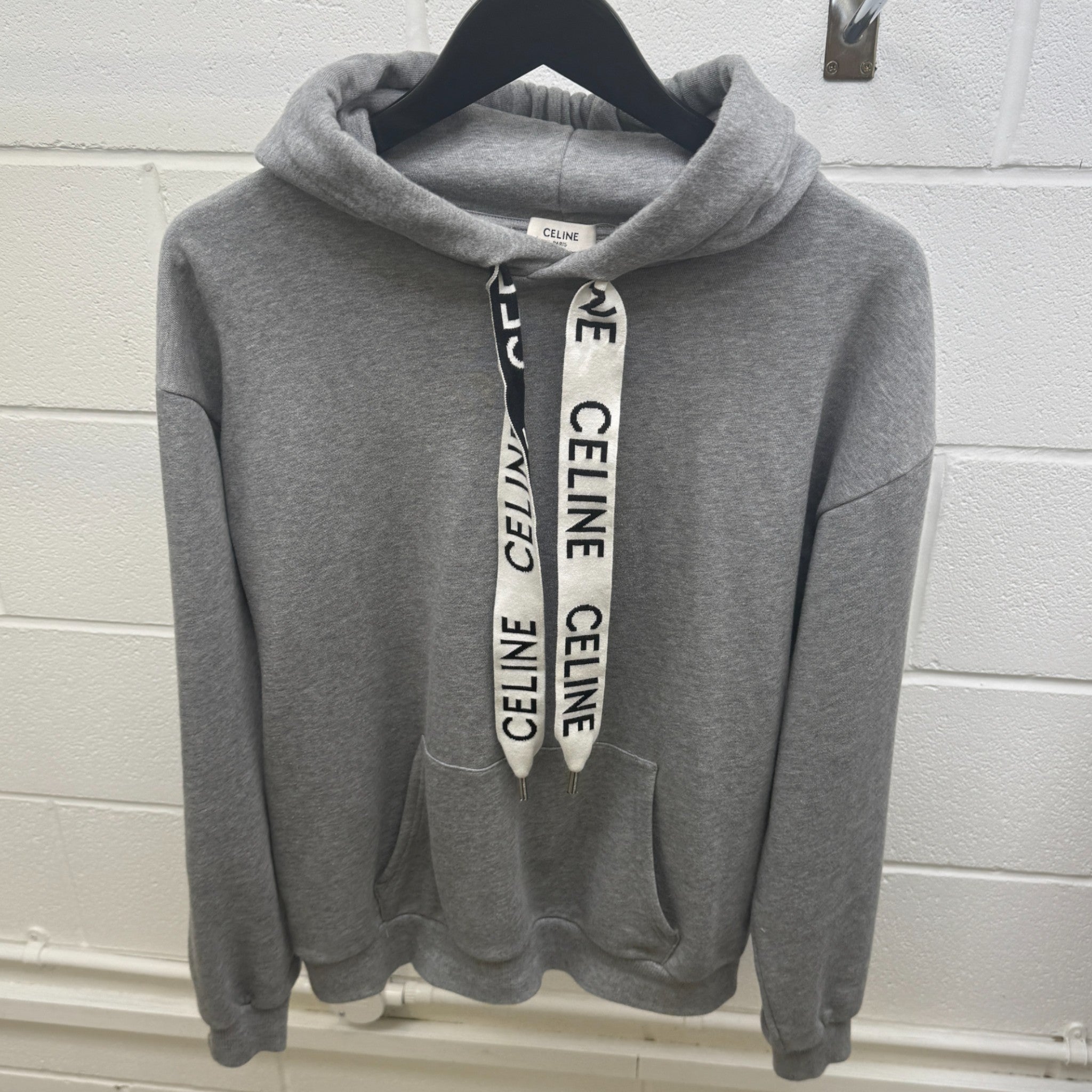 Men's Logo Drawstrings Hoodie Grey Size S