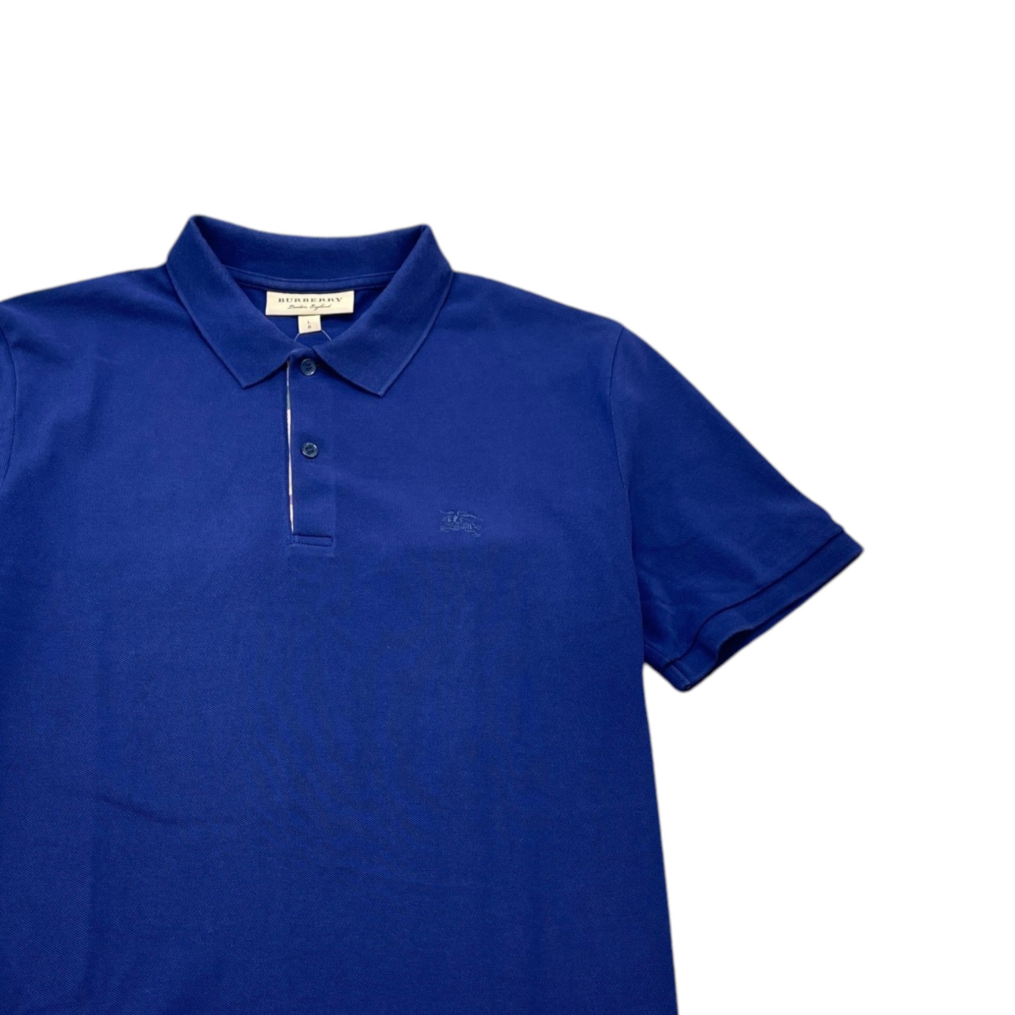 Men's Embroidered Logo Polo Shirt Blue Size L