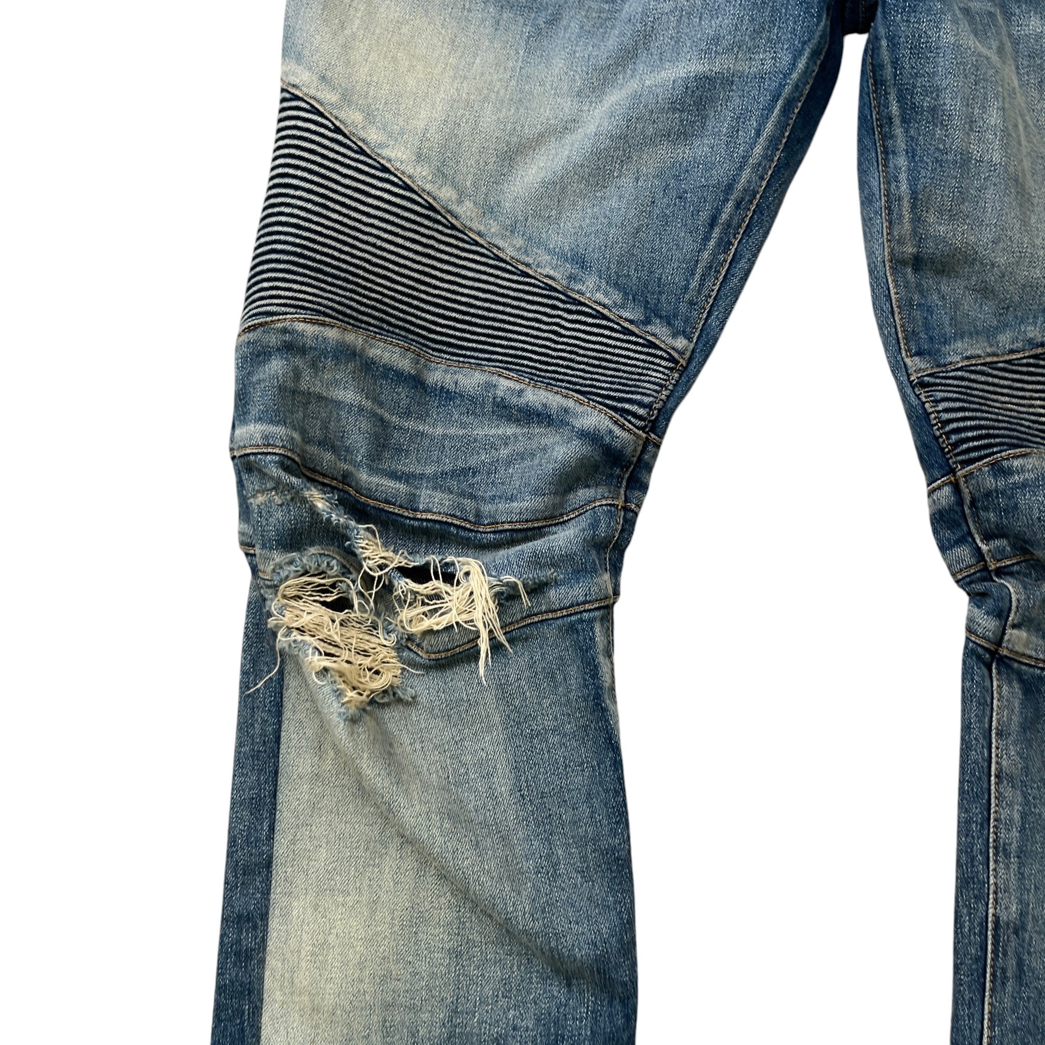 Men's Distressed Biker Jeans Blue Size IT 52 / UK 36