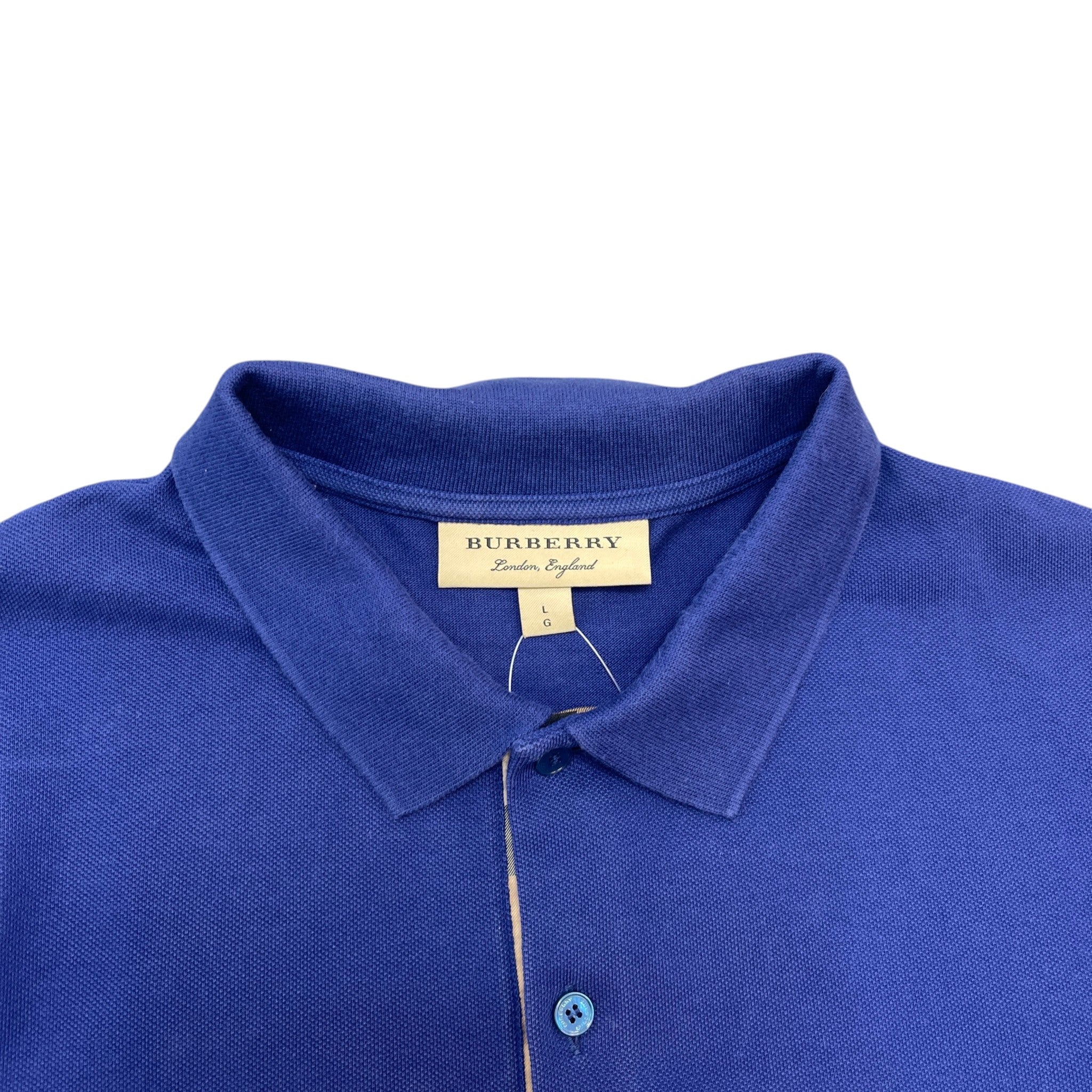 Men's Embroidered Logo Polo Shirt Blue Size L
