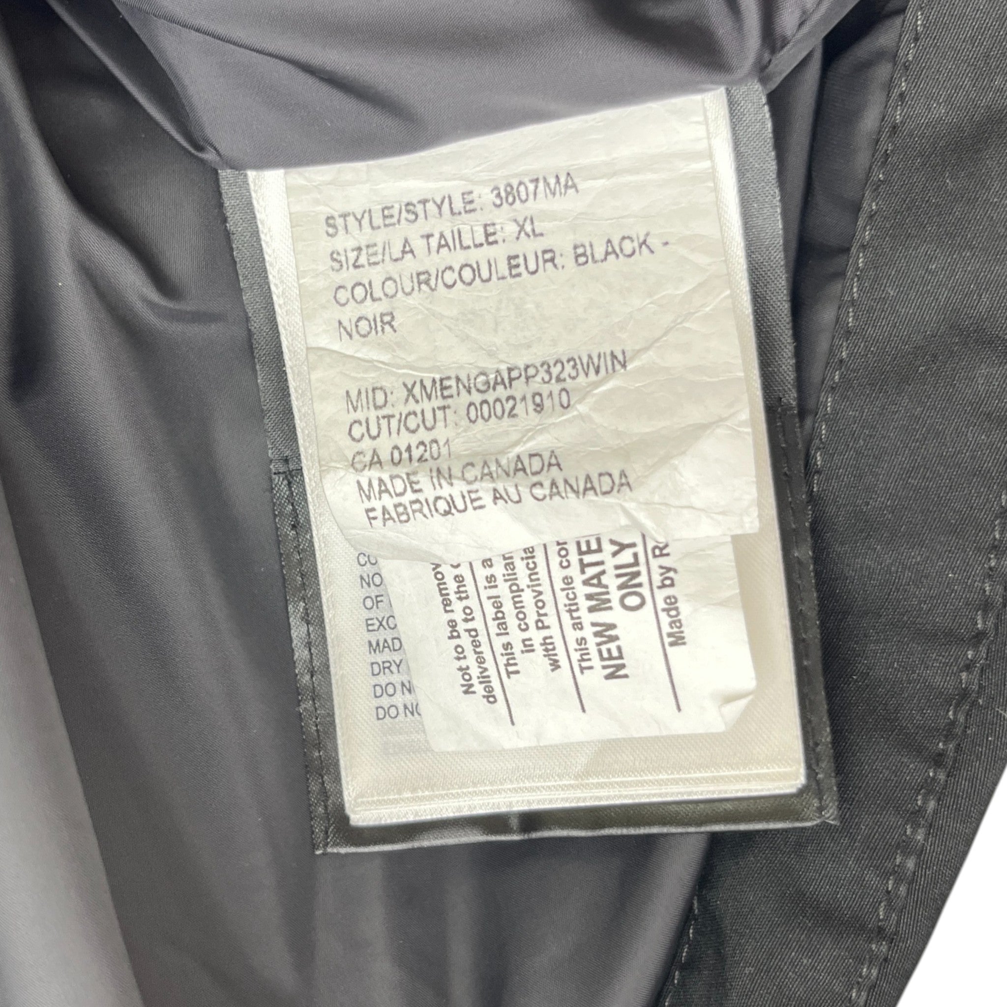 Men's Woolford Down Jacket Black Size XL