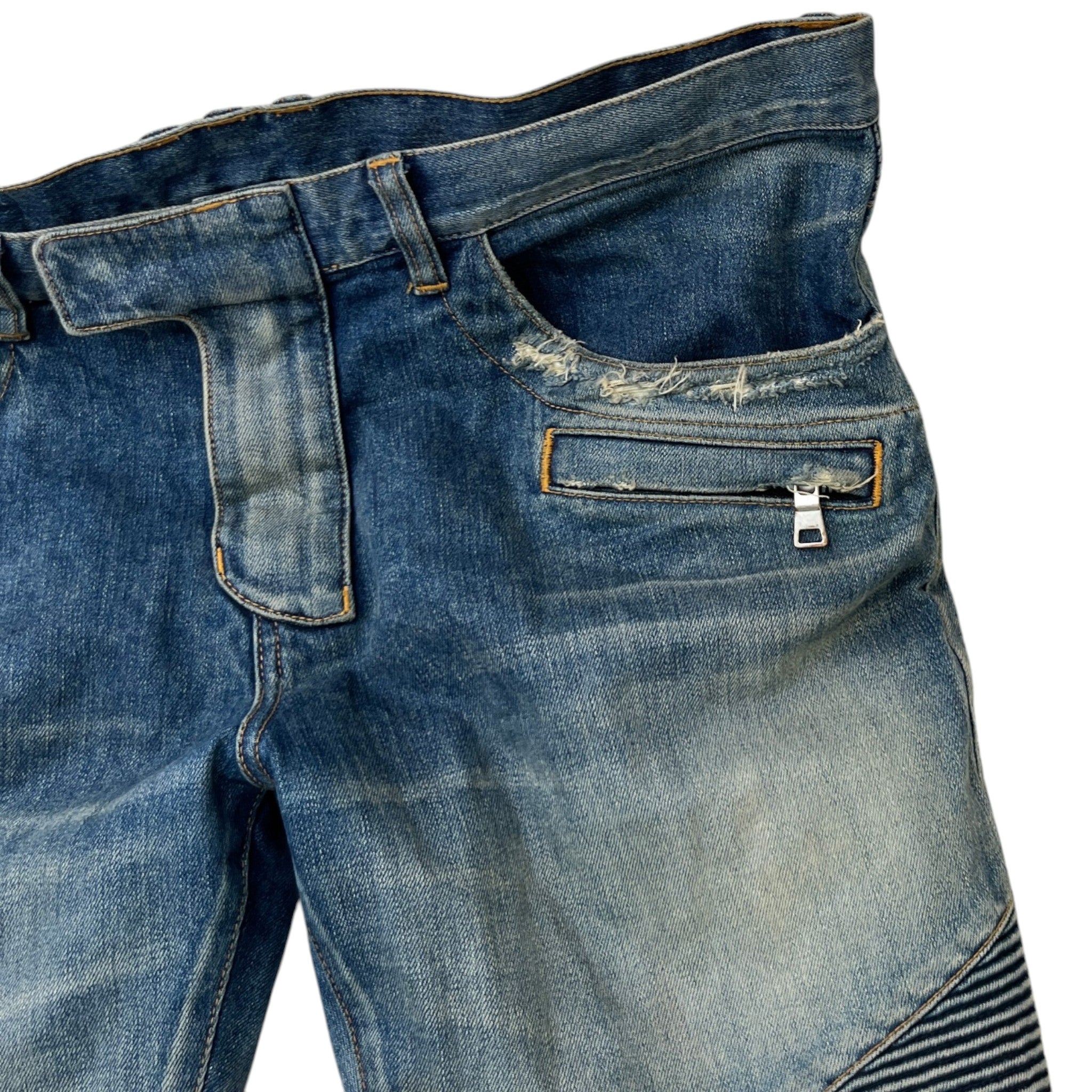 Men's Distressed Biker Jeans Blue Size IT 52 / UK 36