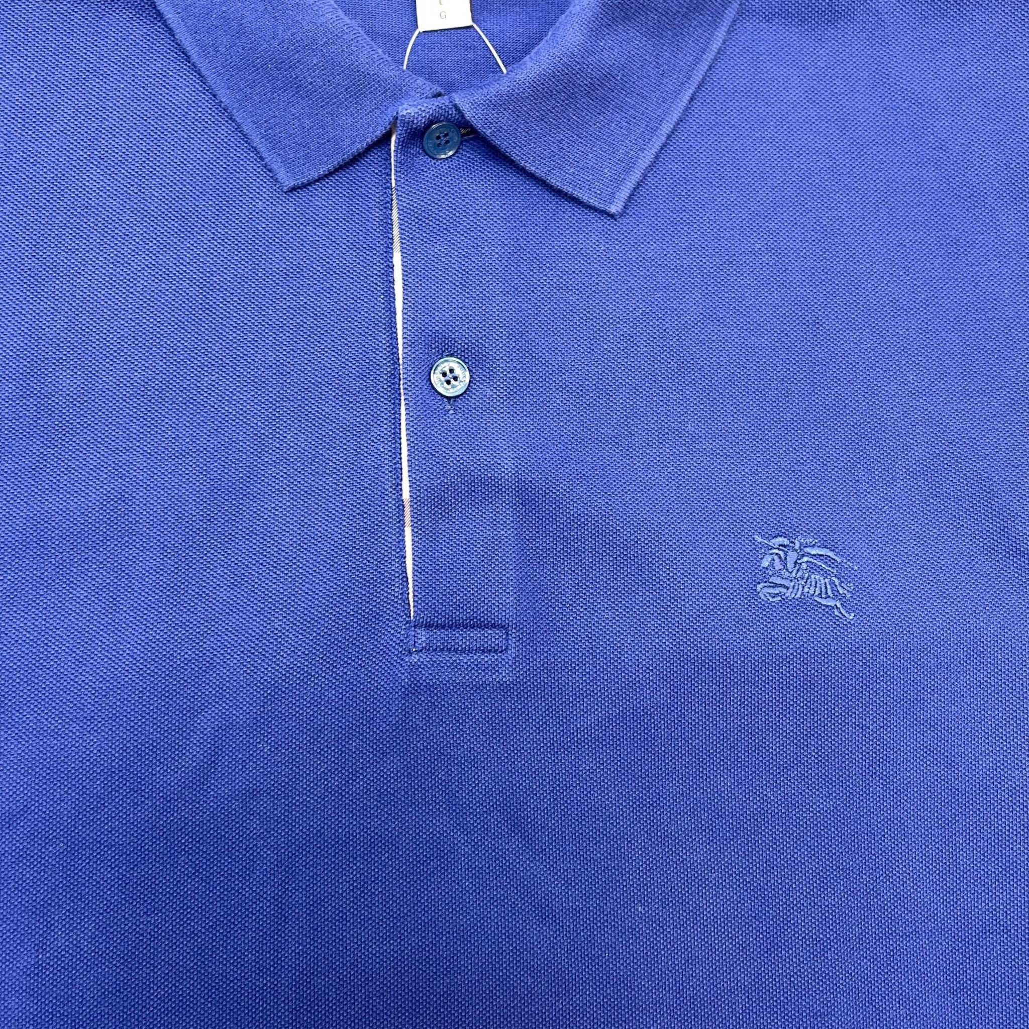 Men's Embroidered Logo Polo Shirt Blue Size L