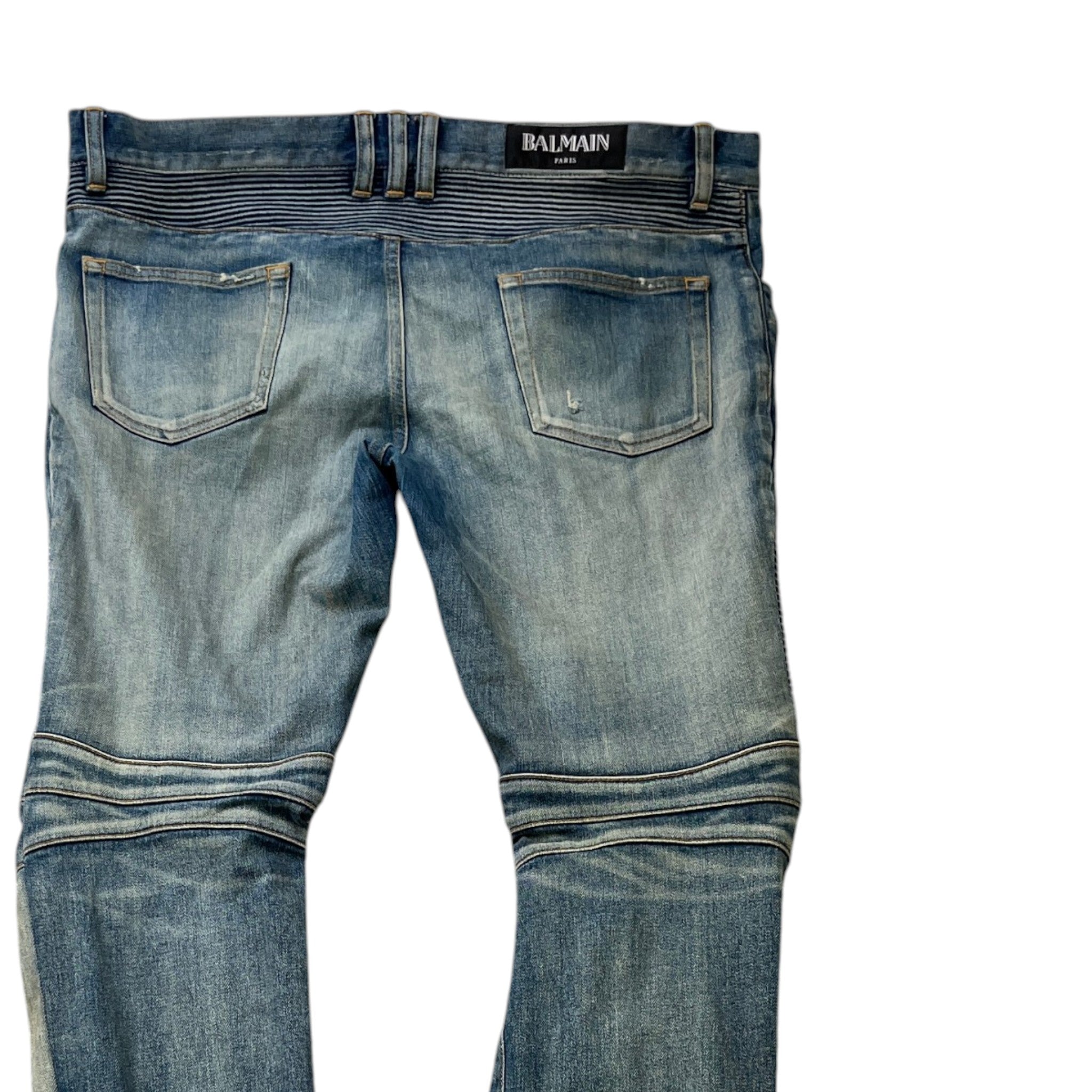 Men's Distressed Biker Jeans Blue Size IT 52 / UK 36