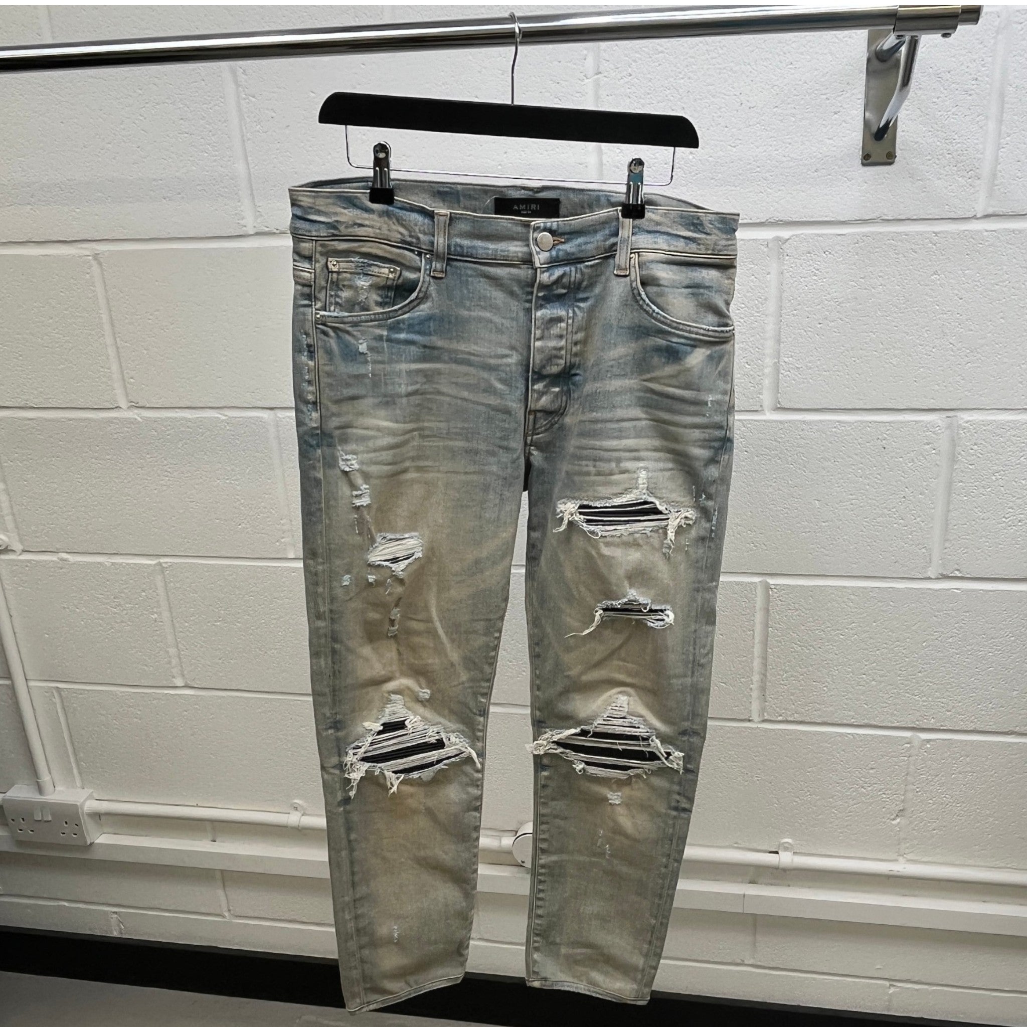 Men's Distressed Mx1 Jeans Blue Size Waist 34"