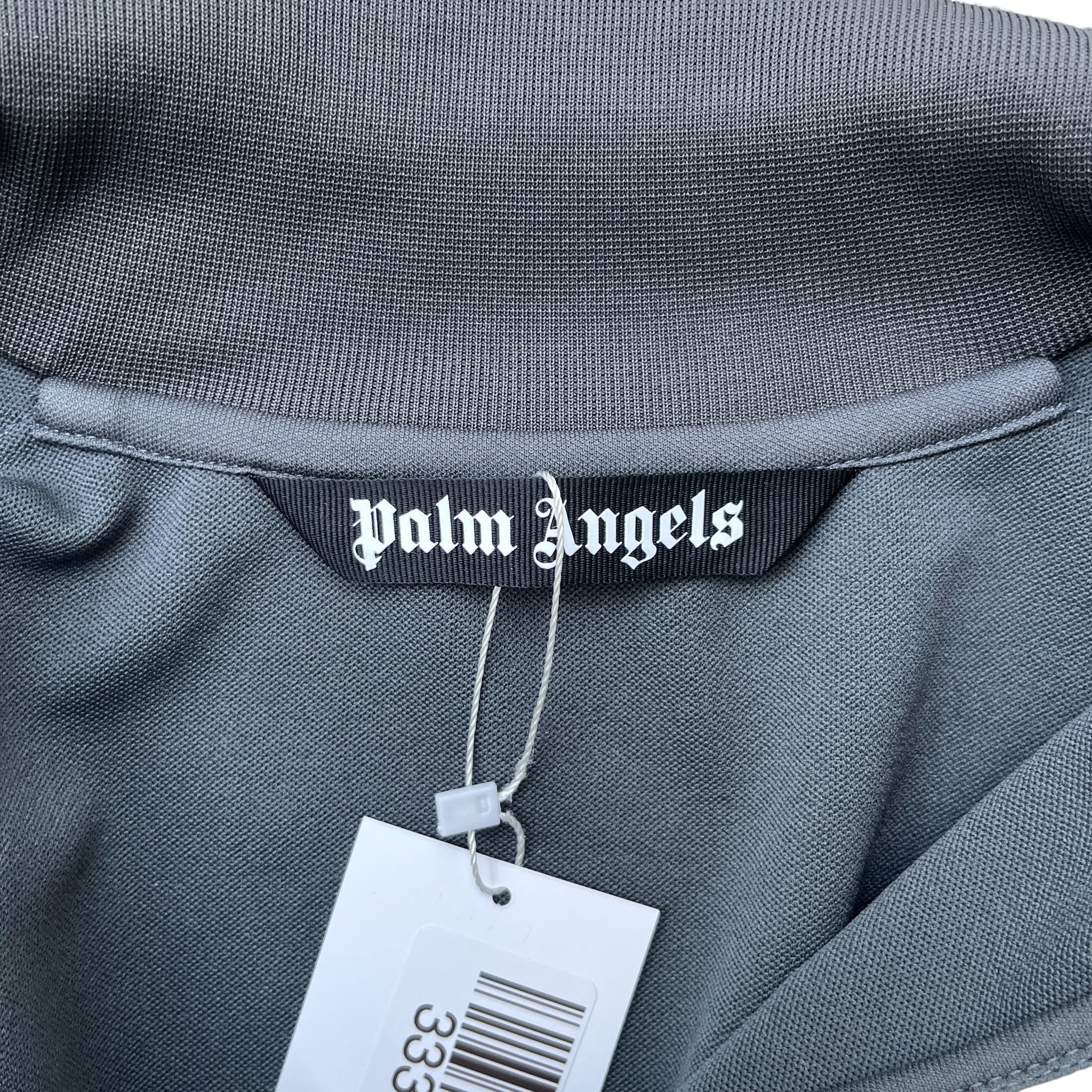 Men's Stripe Logo Print Track Jacket Charcoal Size L