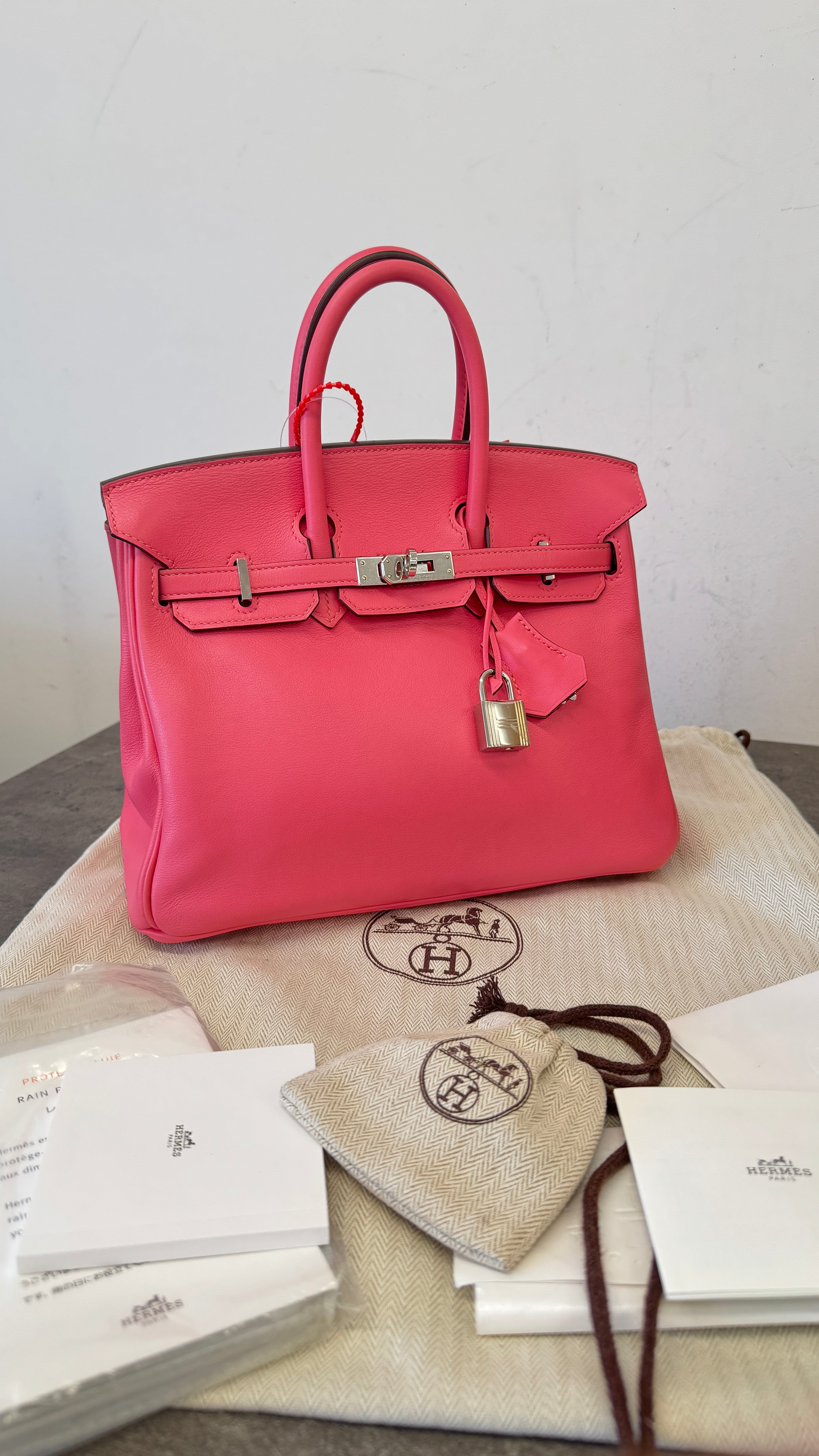 Women's Birkin 25 Rose Azalee Swift Palladium Hardware Bag Pink
