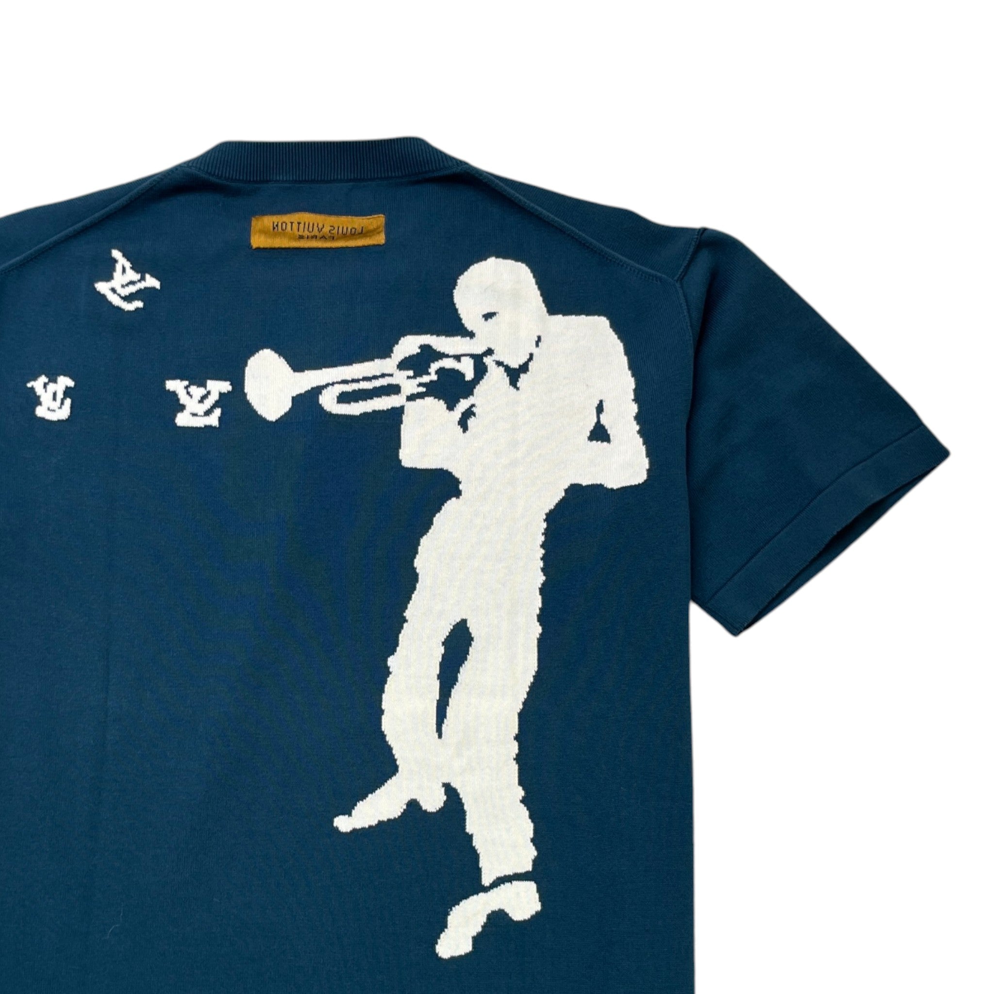 Men's Jazz Trumpeter T-Shirt Blue Size L