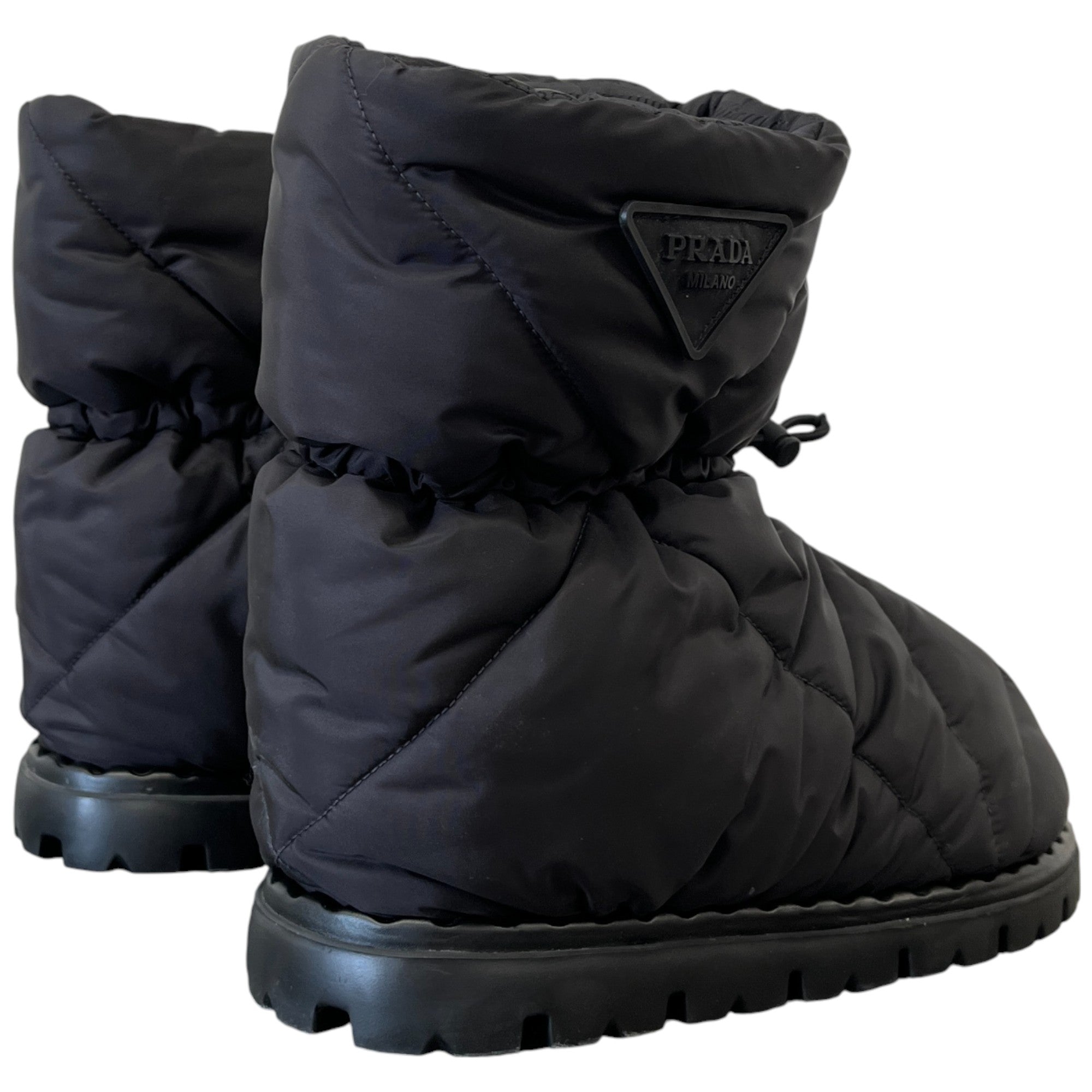 Women's Quilted Plaque Logo Boots Black Size EU 37 / UK 4