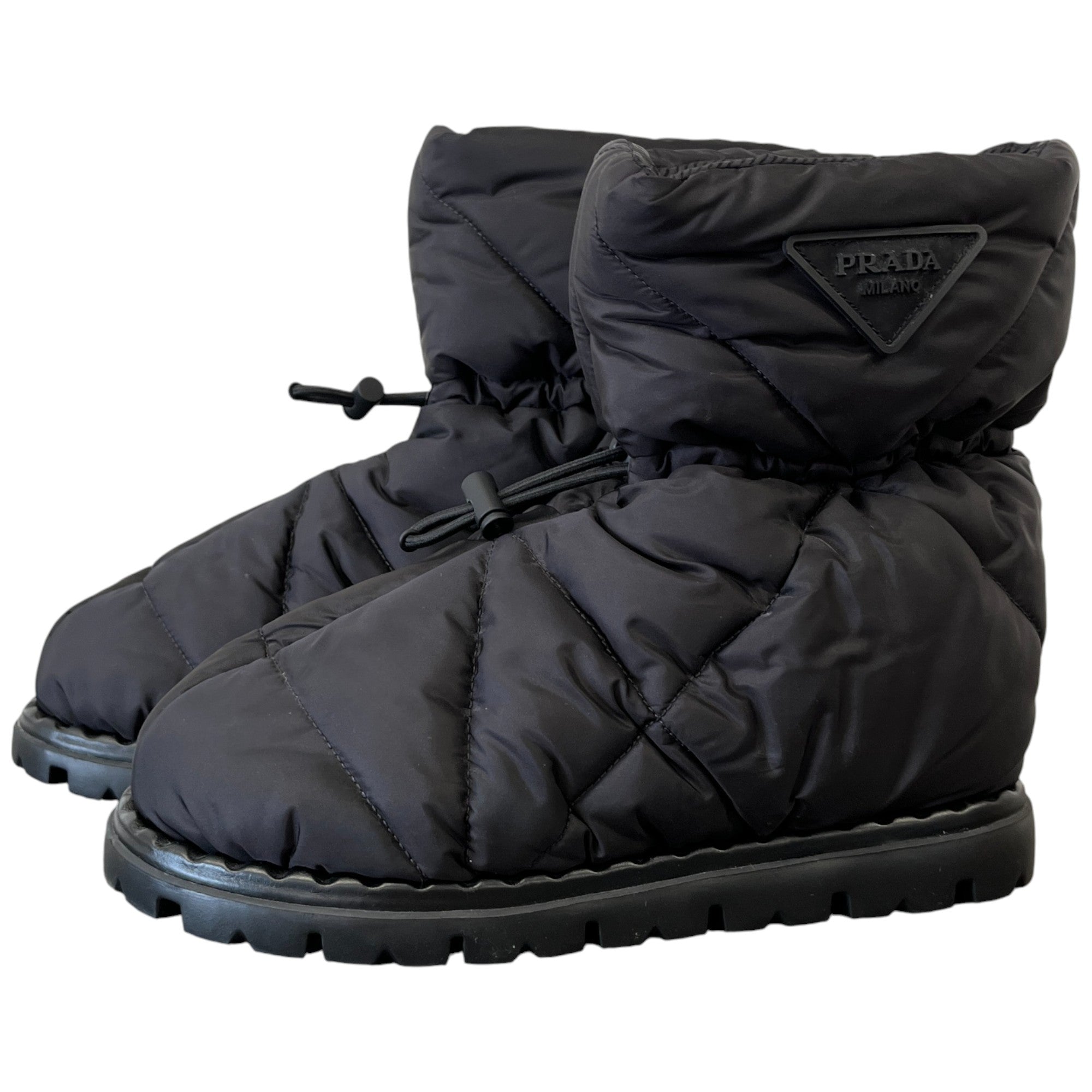 Women's Quilted Plaque Logo Boots Black Size EU 37 / UK 4