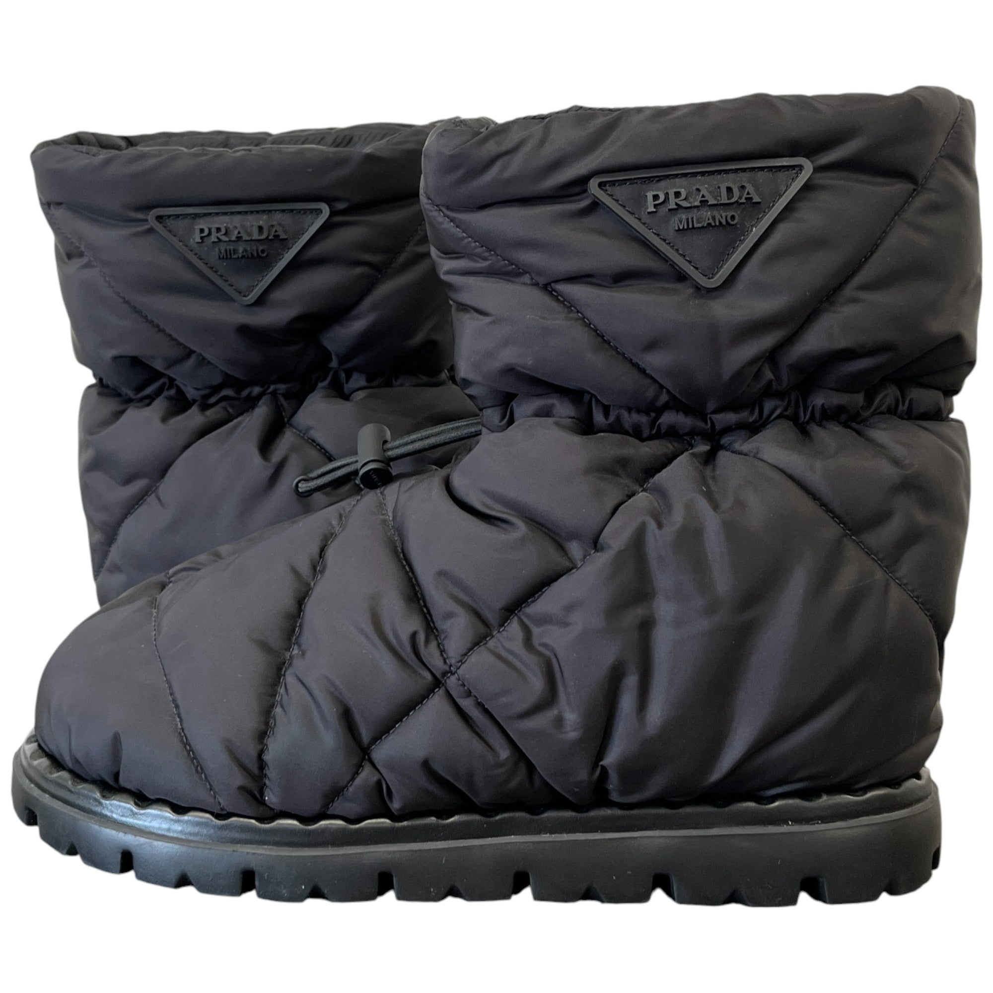 Women's Quilted Plaque Logo Boots Black Size EU 37 / UK 4