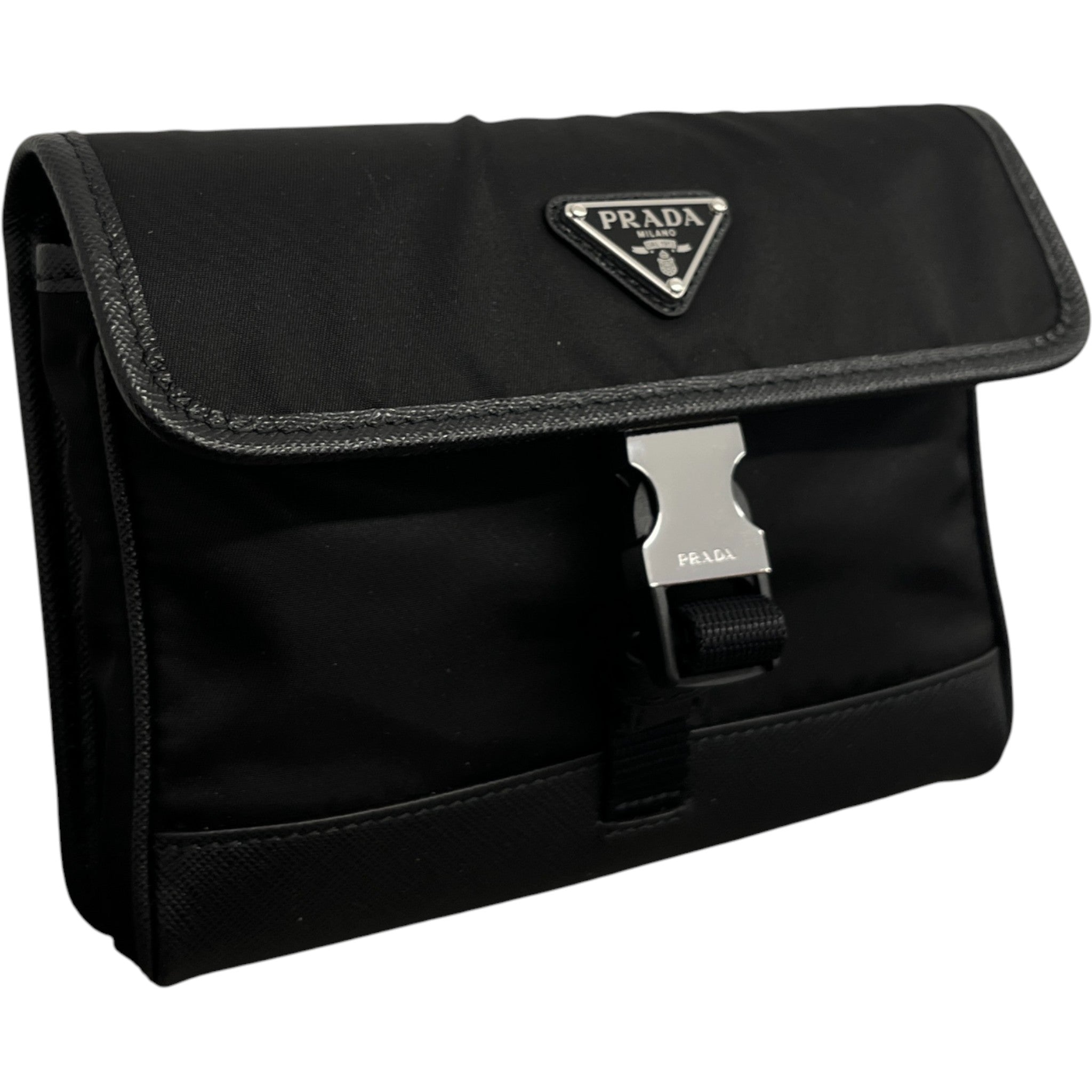 Men's Re-Nylon Saffiano Smartphone Case Bag Black