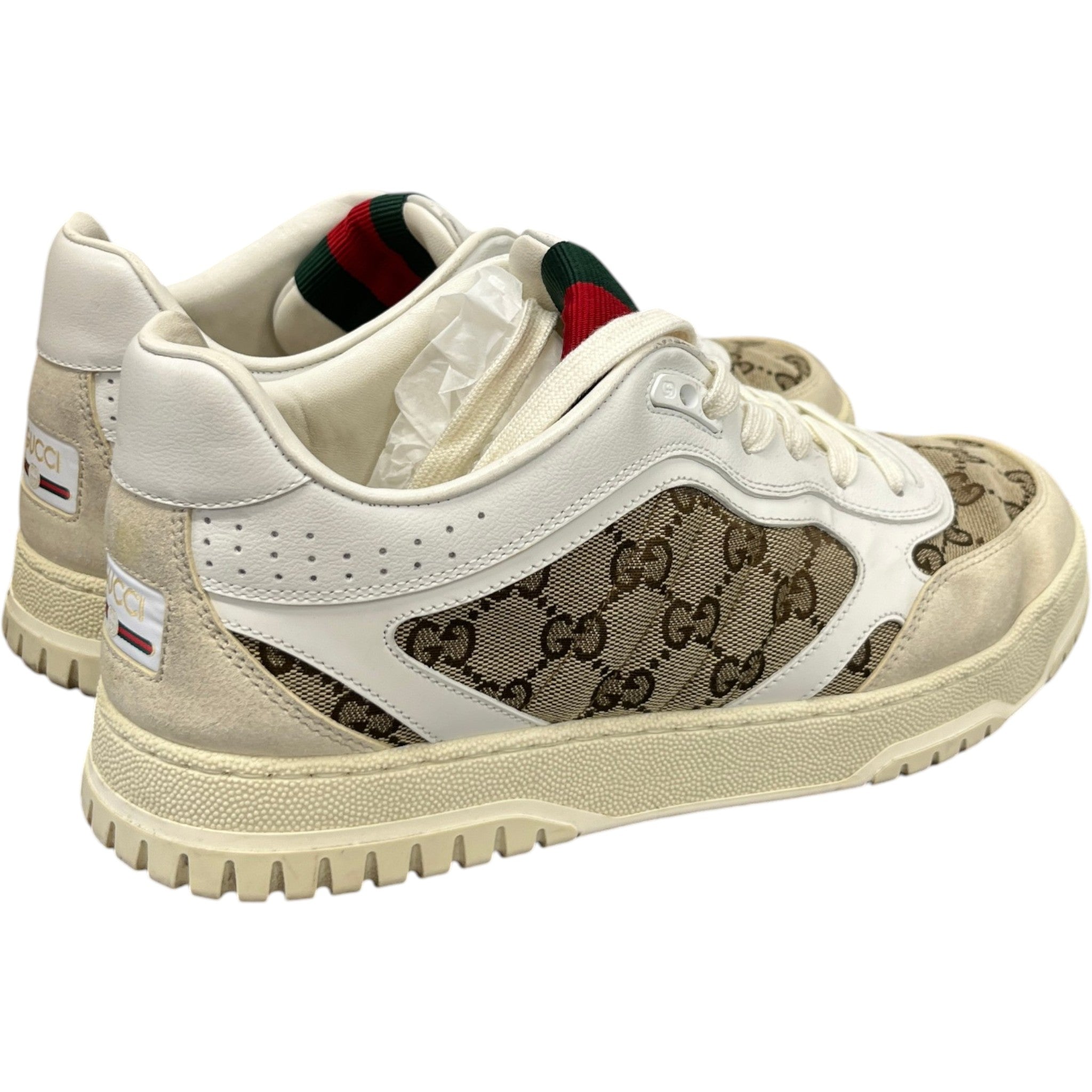 Men's Original Gg Re-Web Low Trainers Beige Size EU 42 / UK 8