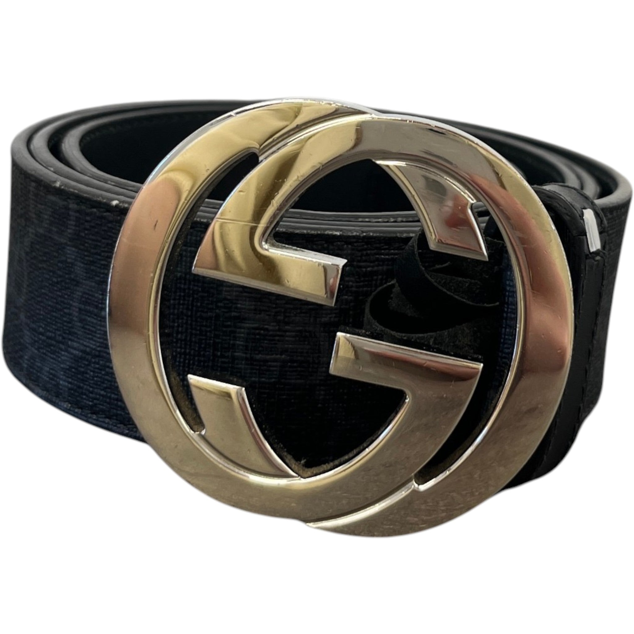 Men's Interlocking Gg Supreme Belt Black Size Waist 40"