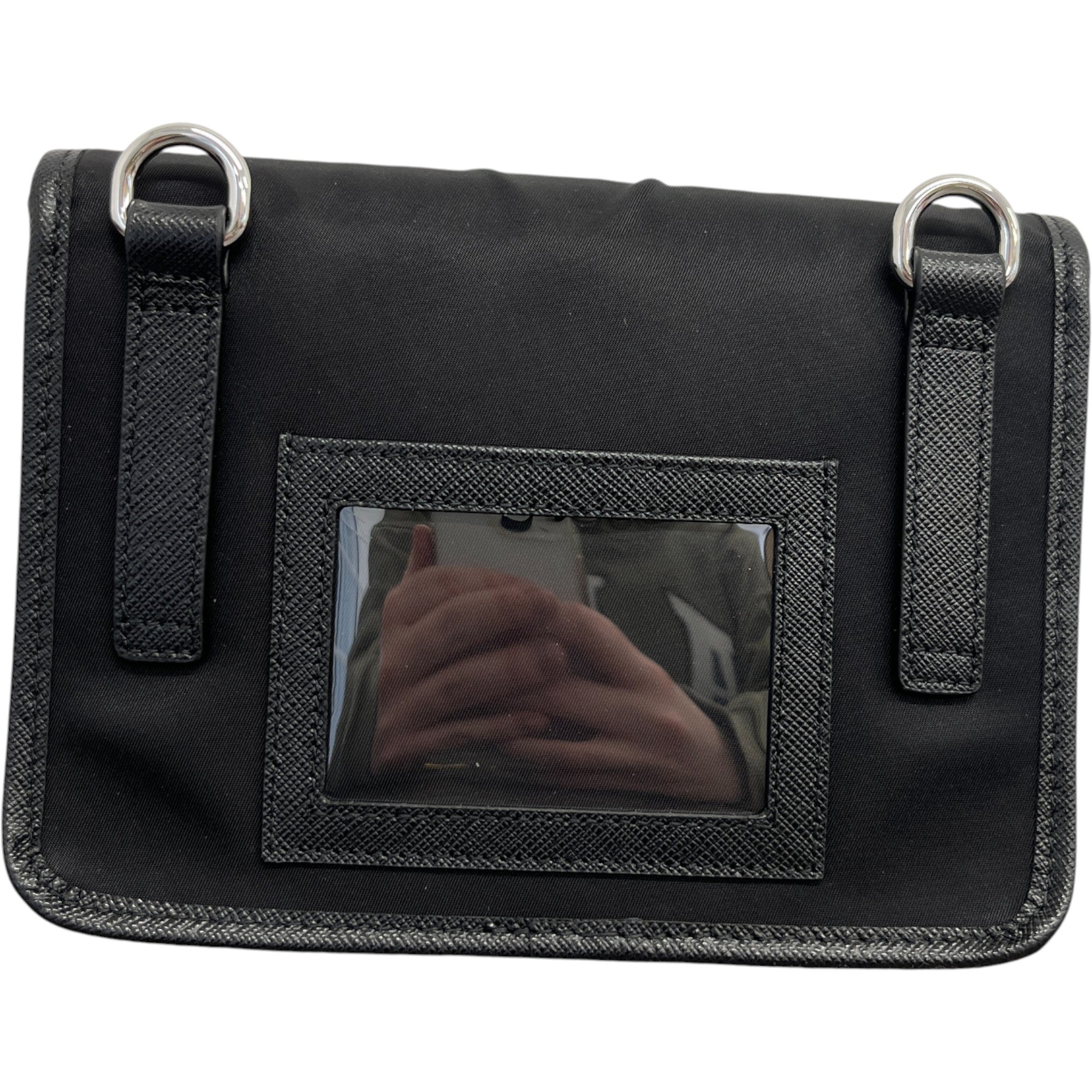 Men's Re-Nylon Saffiano Smartphone Case Bag Black