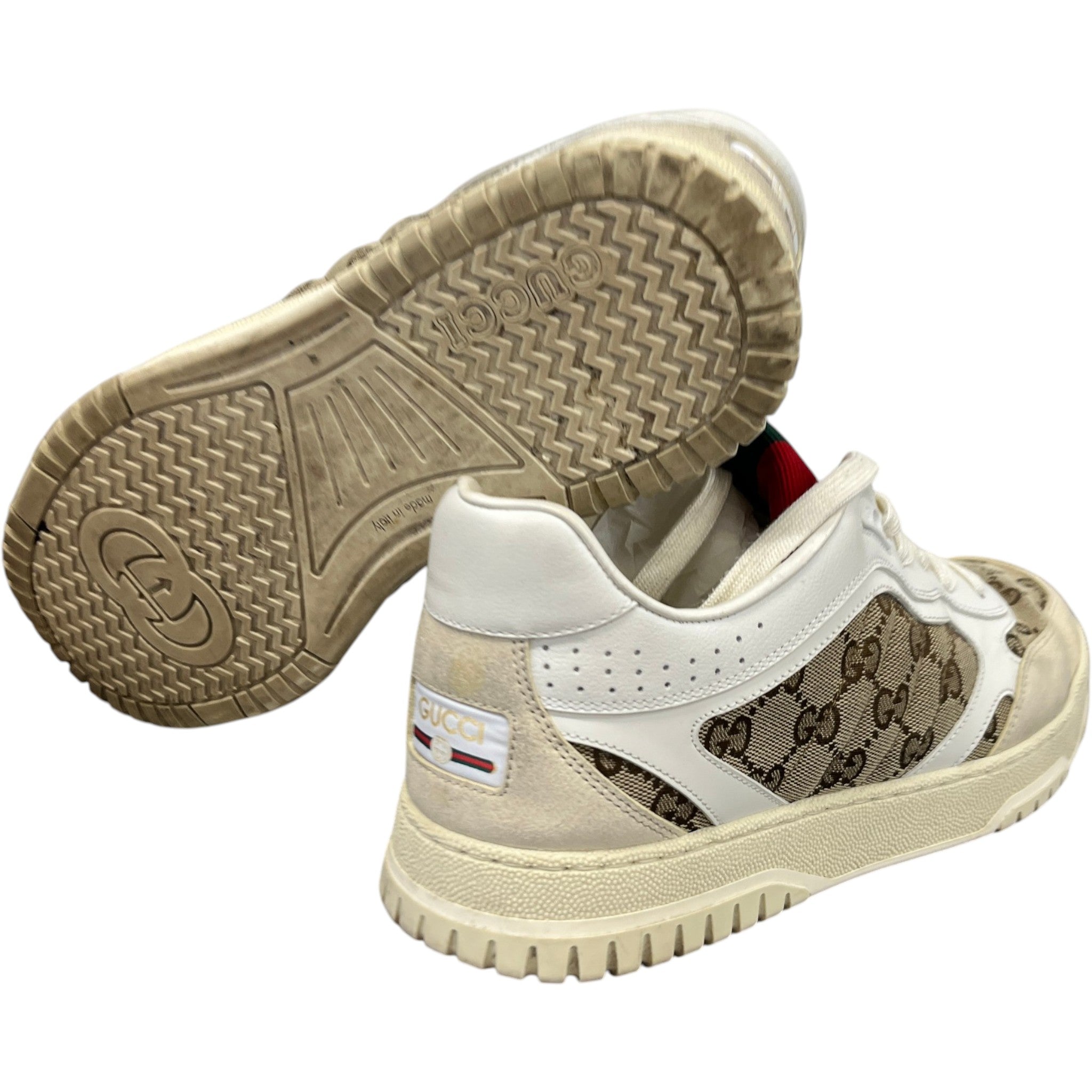 Men's Original Gg Re-Web Low Trainers Beige Size EU 42 / UK 8