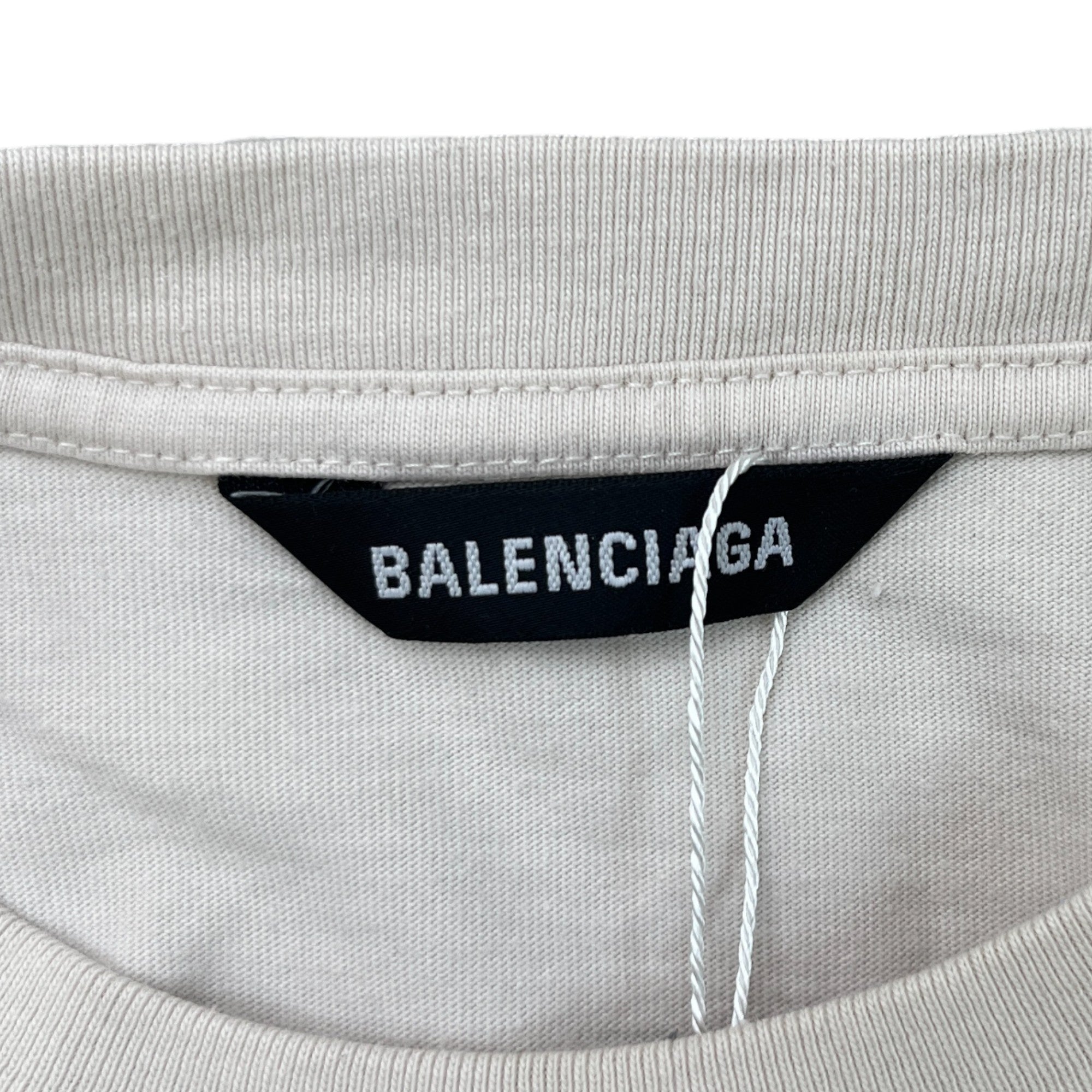 Men's Oversized Embroidered Logo T-Shirt Cream Size XS