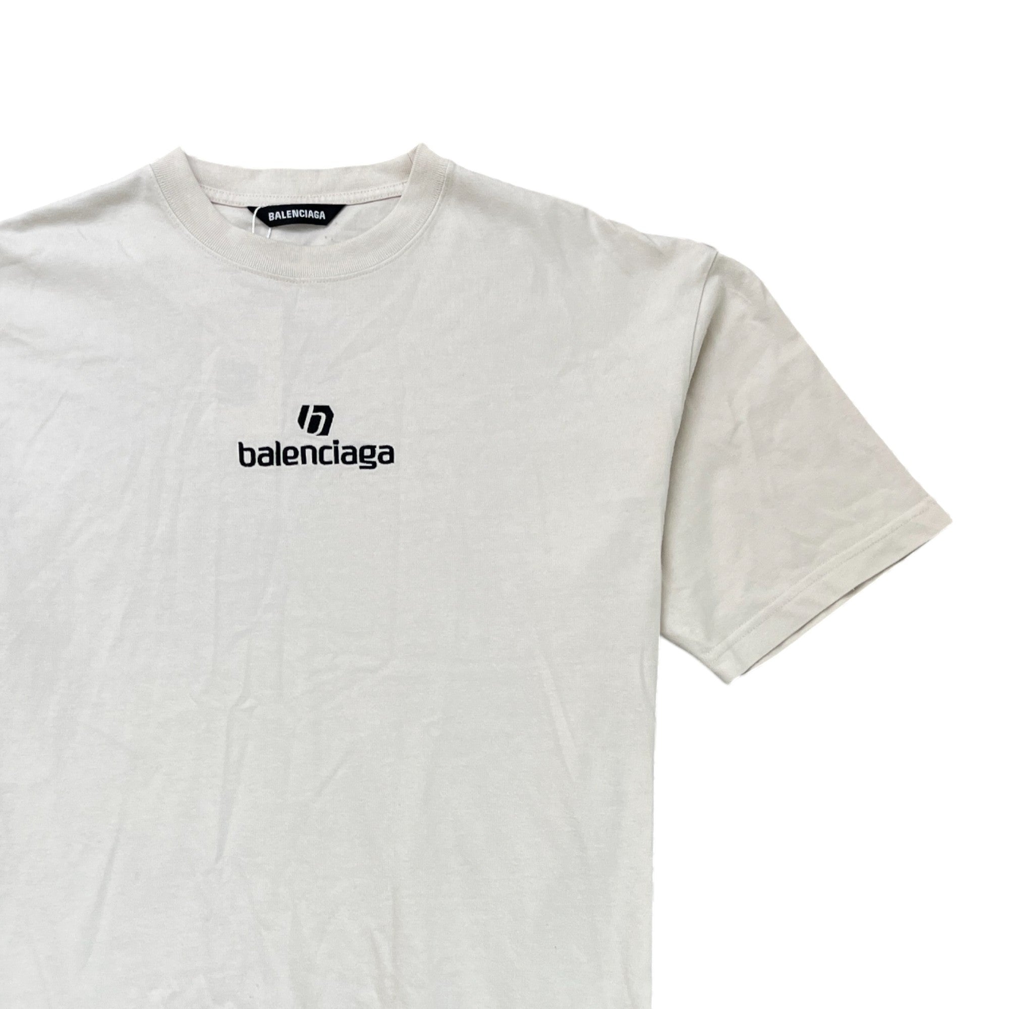 Men's Oversized Embroidered Logo T-Shirt Cream Size XS