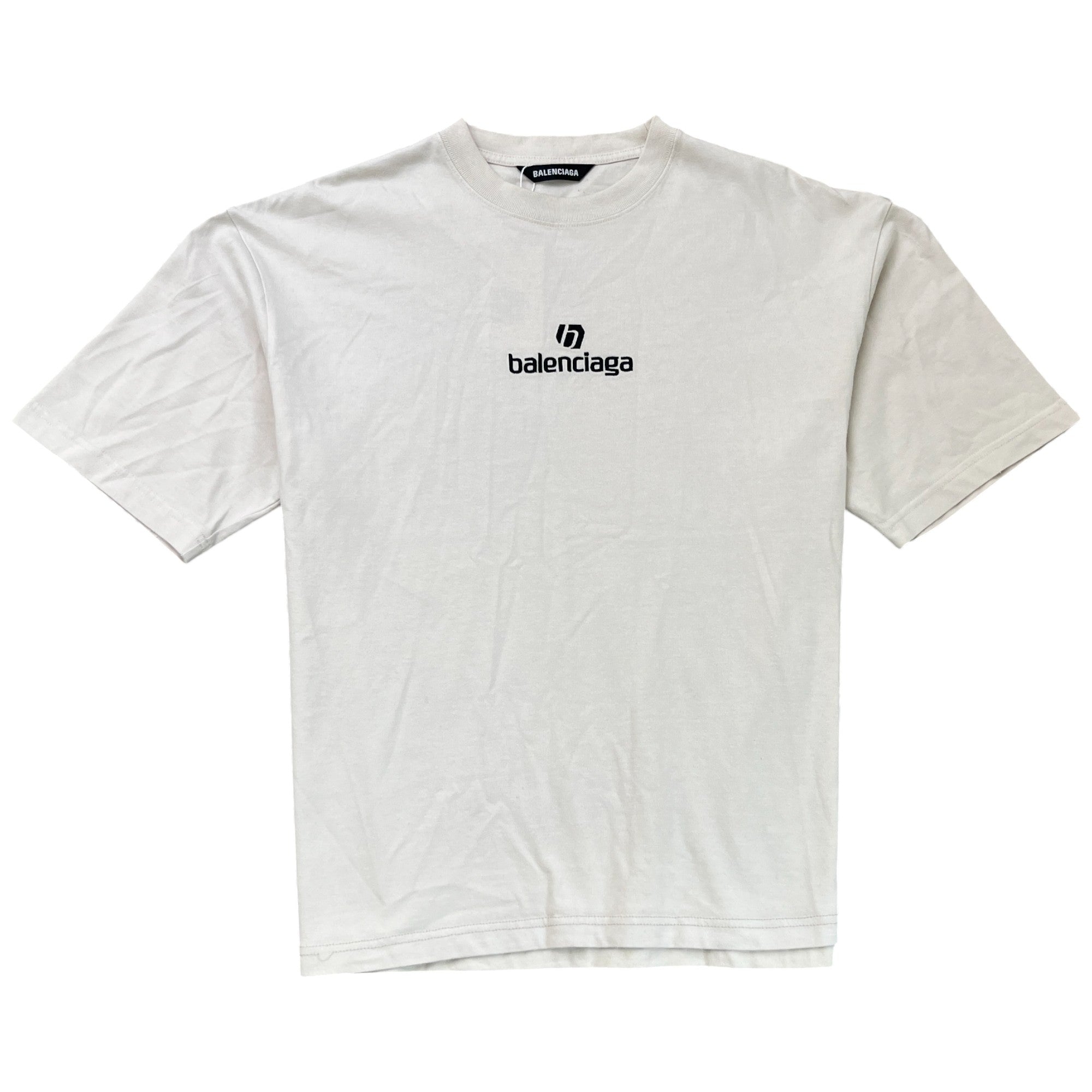 Men's Oversized Embroidered Logo T-Shirt Cream Size XS