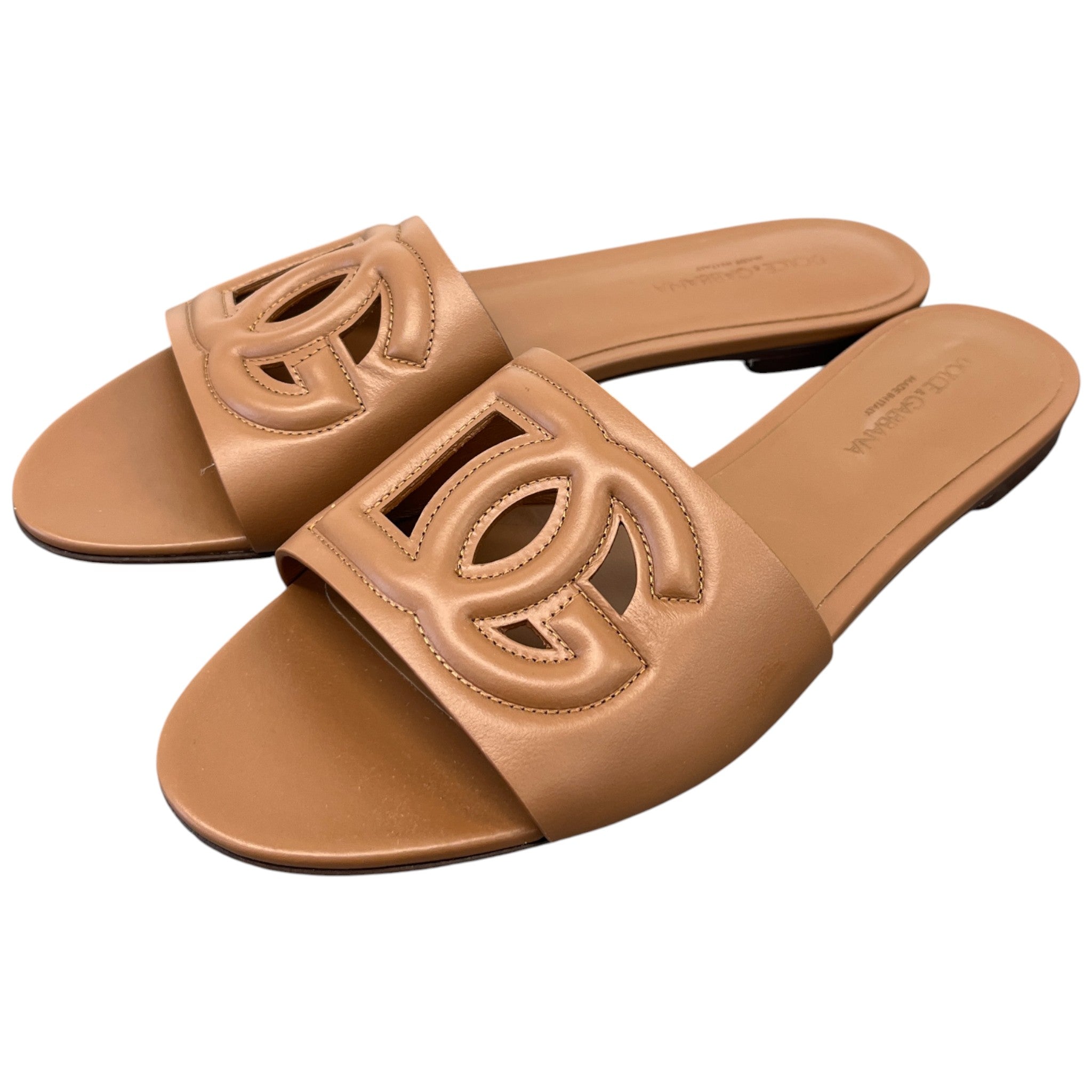 Women's Dg Logo Slides Brown Size EU 41 / UK 8