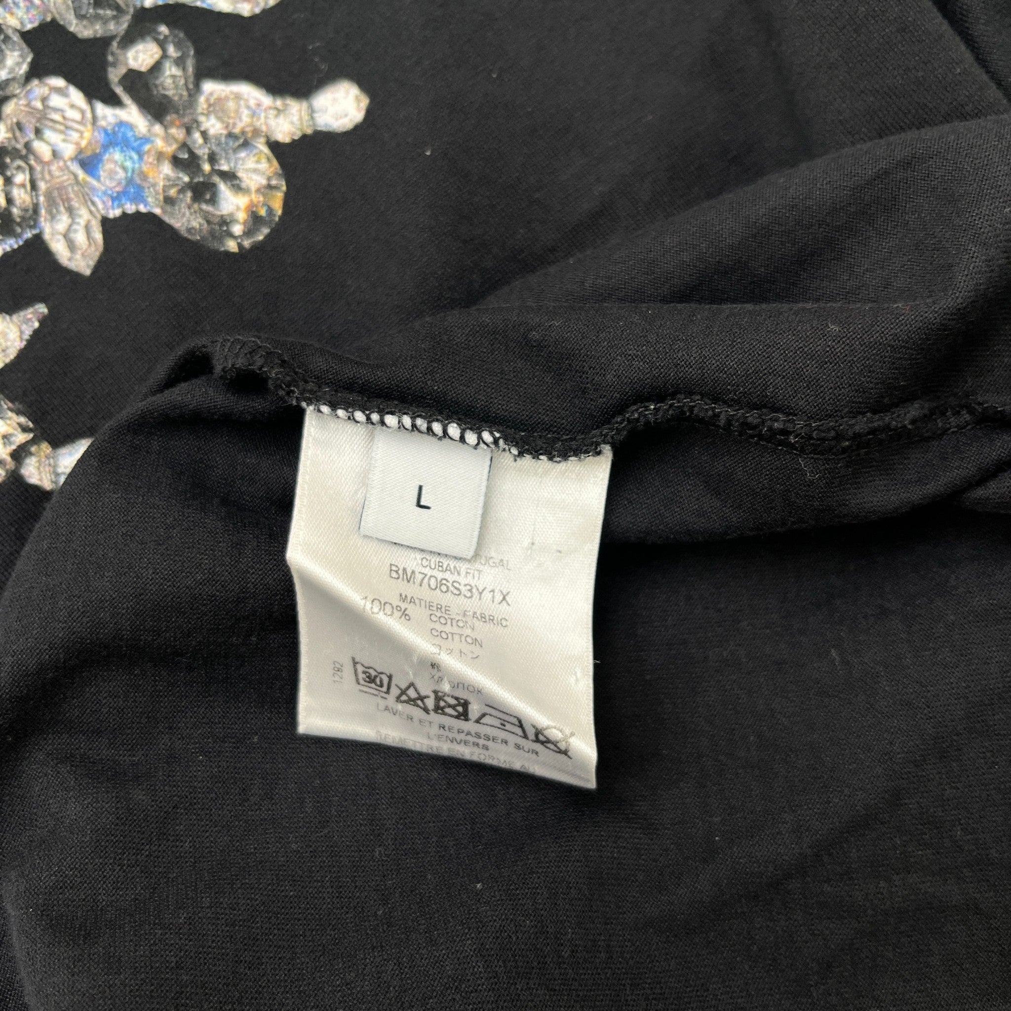 Men's Diamond Print T-Shirt Black Size L