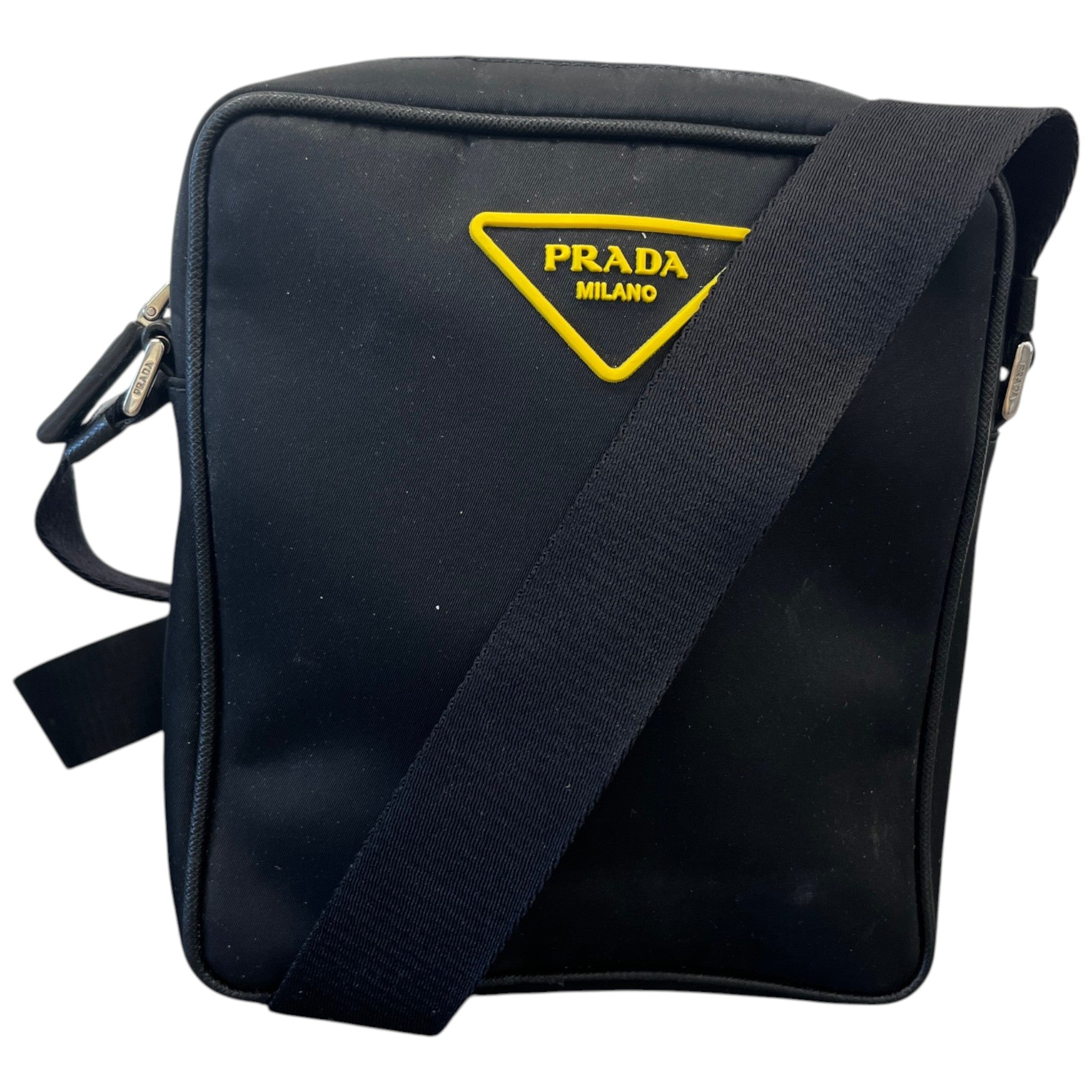 Men's Plaque Logo Messenger Bag Black