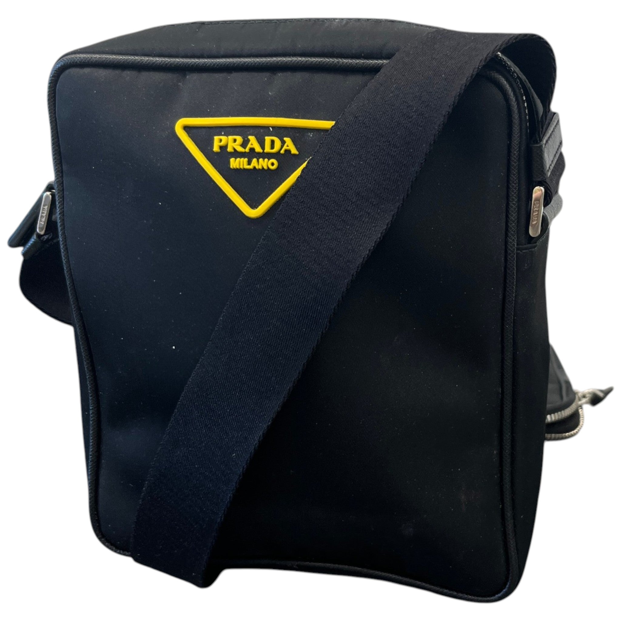 Men's Plaque Logo Messenger Bag Black