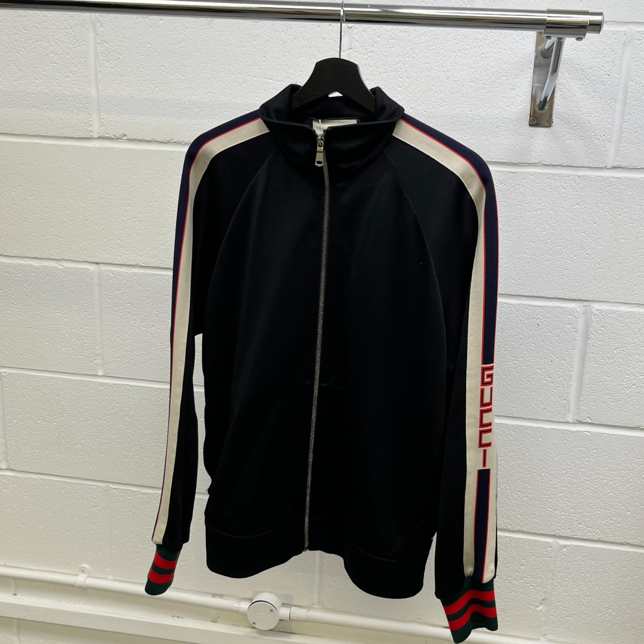 Men's Tape Logo Track Jacket Black Size S