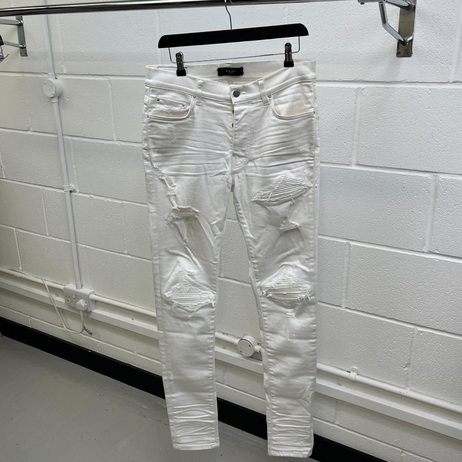 Men's Mx1 Distressed Jeans White Size Waist 32"