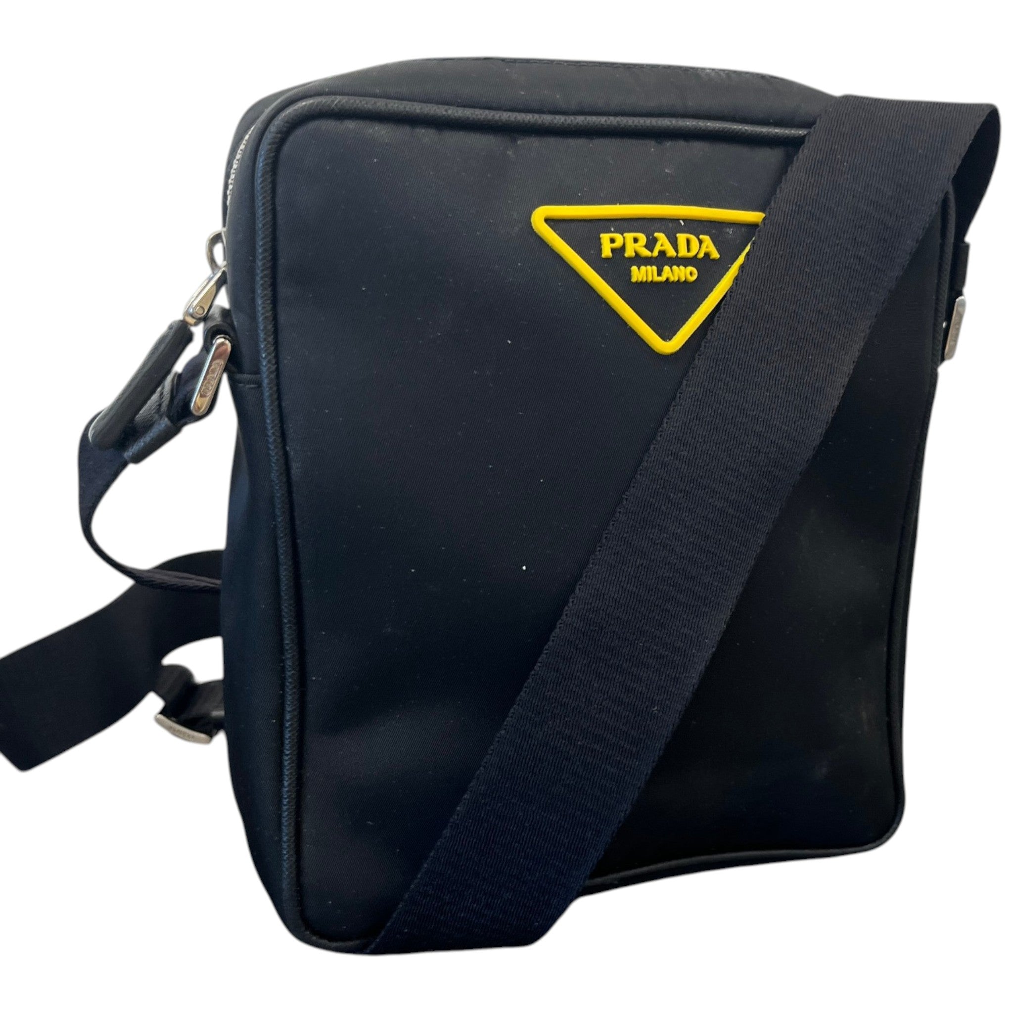 Men's Plaque Logo Messenger Bag Black