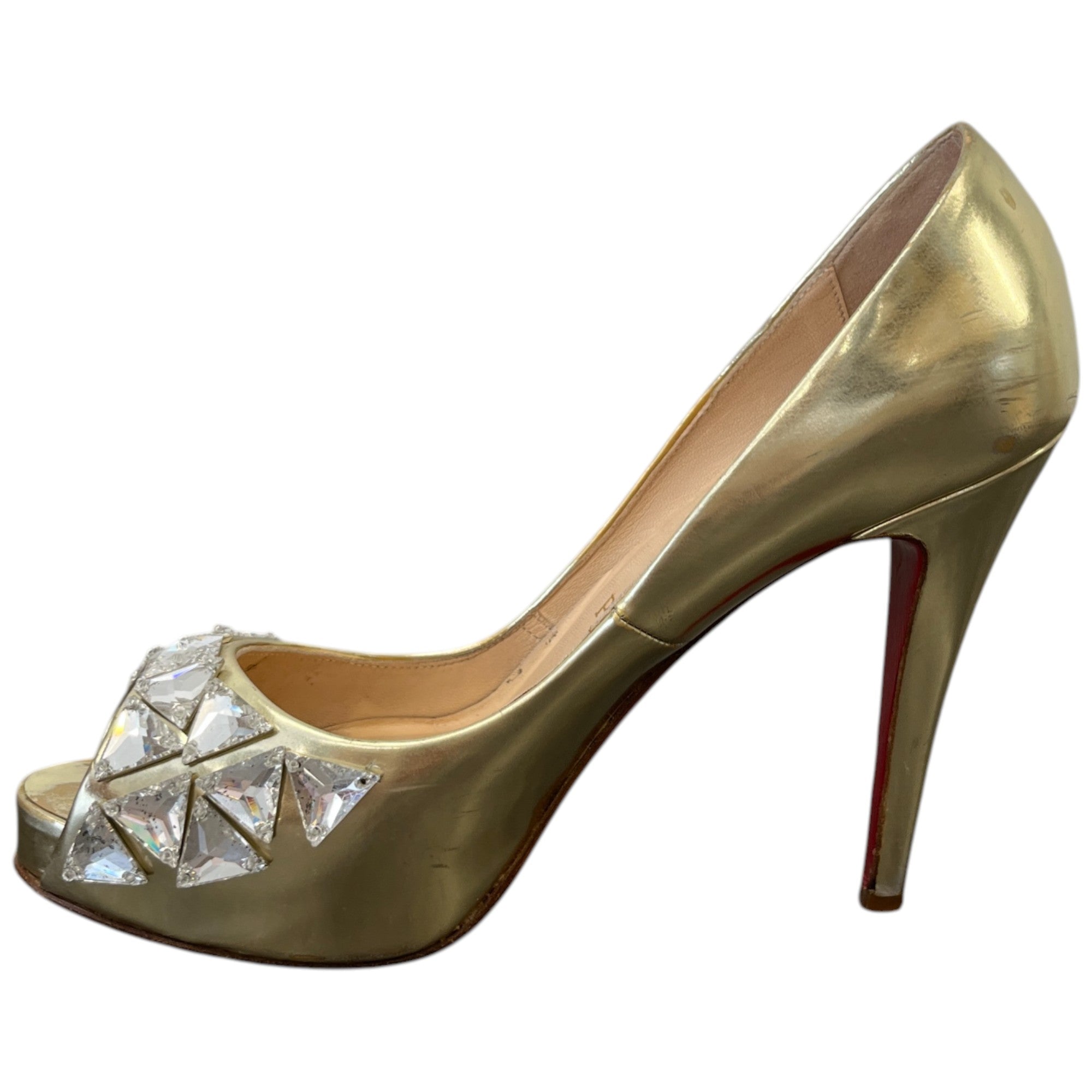 Women's Crystal Embellished Heels Gold Size EU 38 / UK 5
