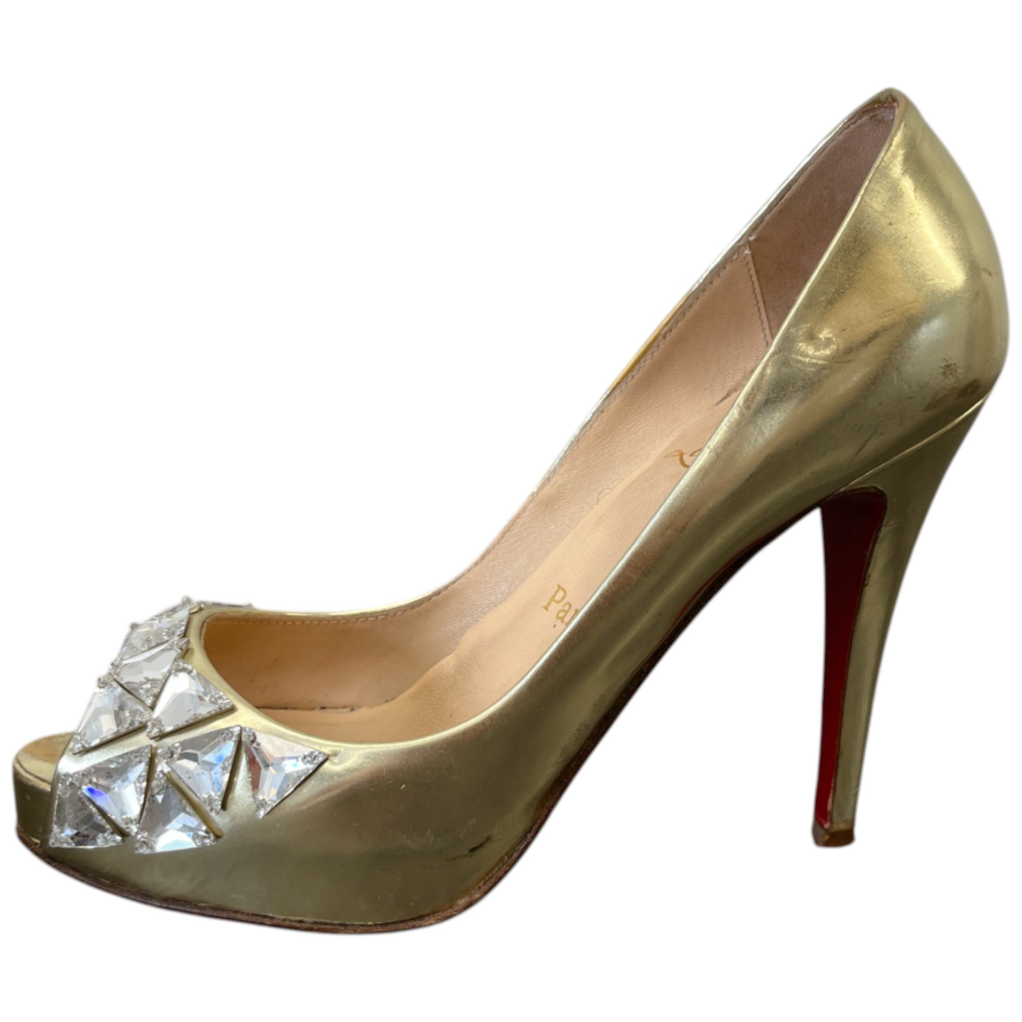 Women's Crystal Embellished Heels Gold Size EU 38 / UK 5